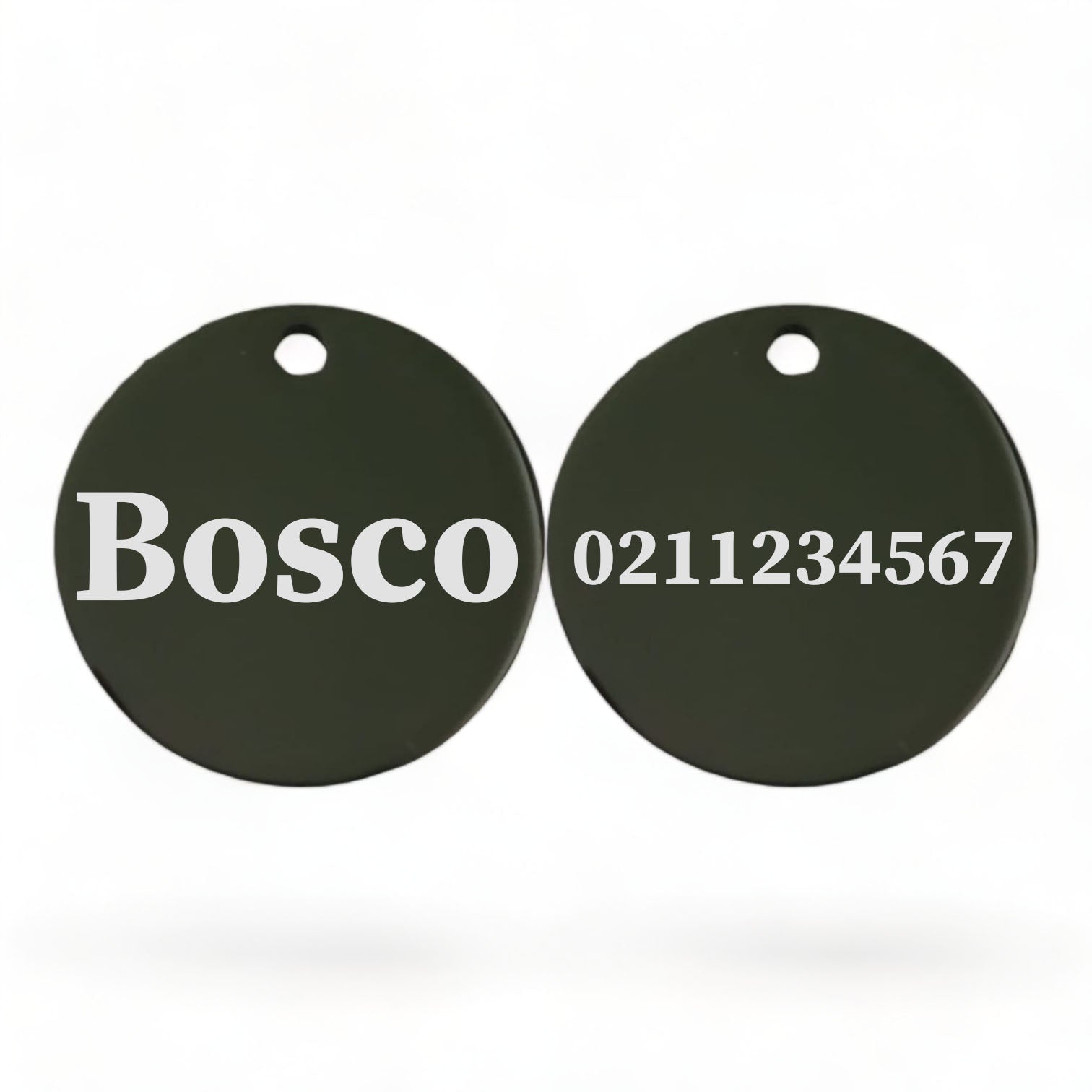 Name Front & Number Back Round | Mirror Stainless | Cat ID Pet Tag