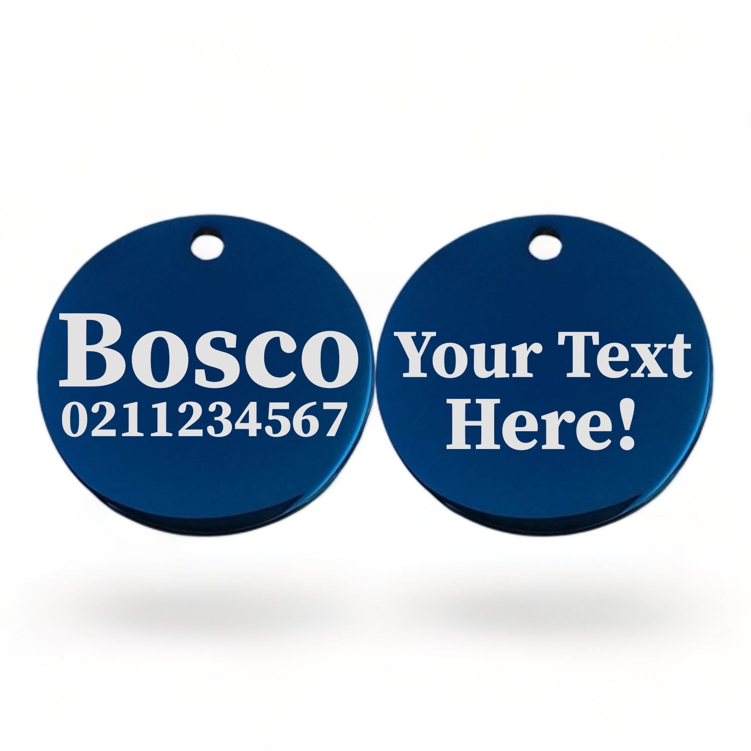 Custom Text Round | Mirror Stainless | Cat & Dog ID Pet Tag