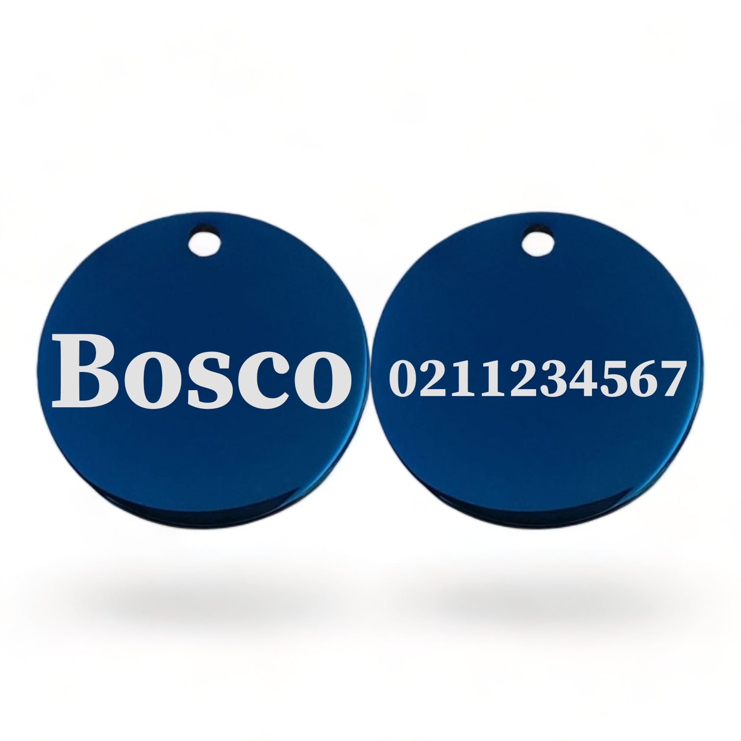 Name Front & Number Back Round | Mirror Stainless | Cat ID Pet Tag