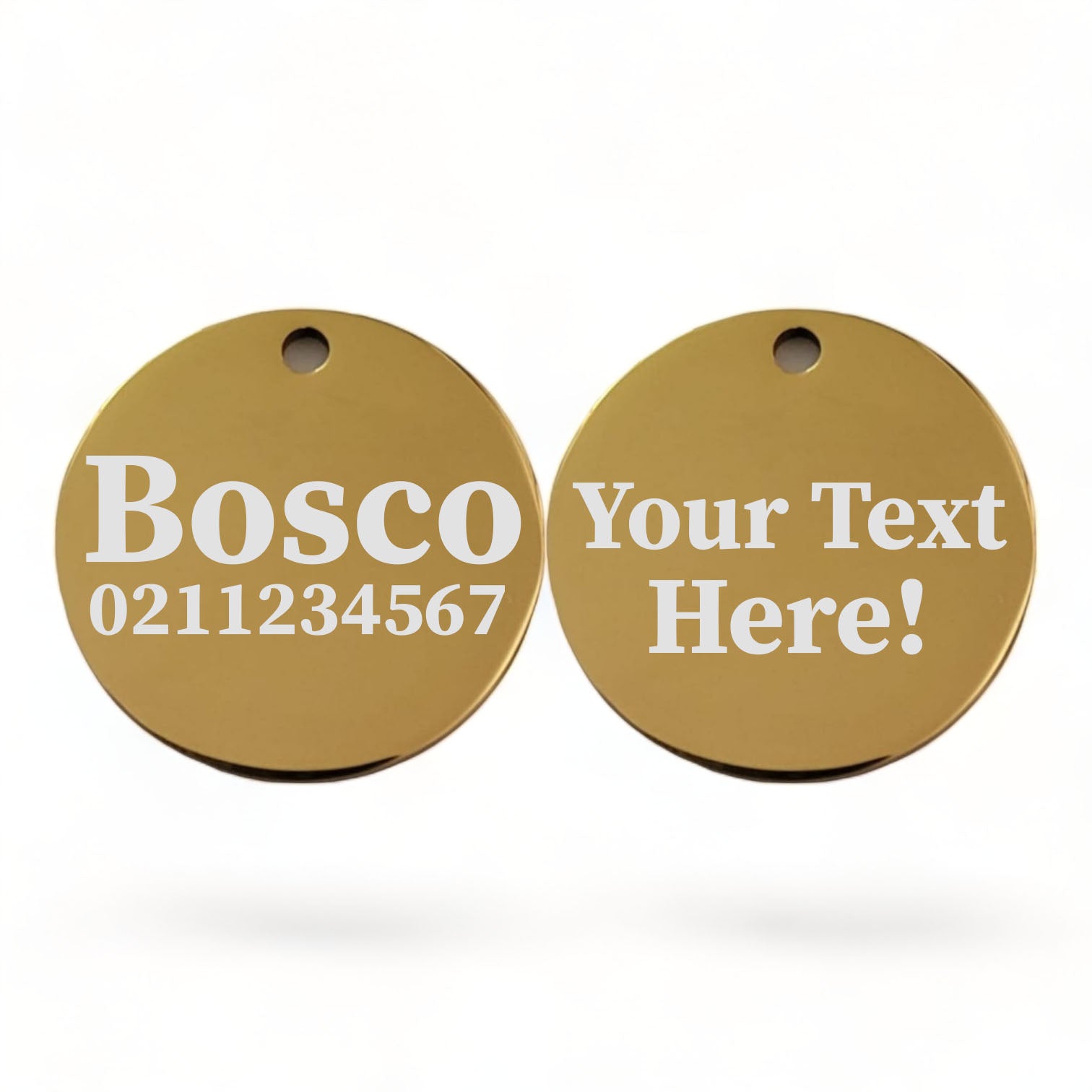 Custom Text Round | Mirror Stainless | Cat & Dog ID Pet Tag