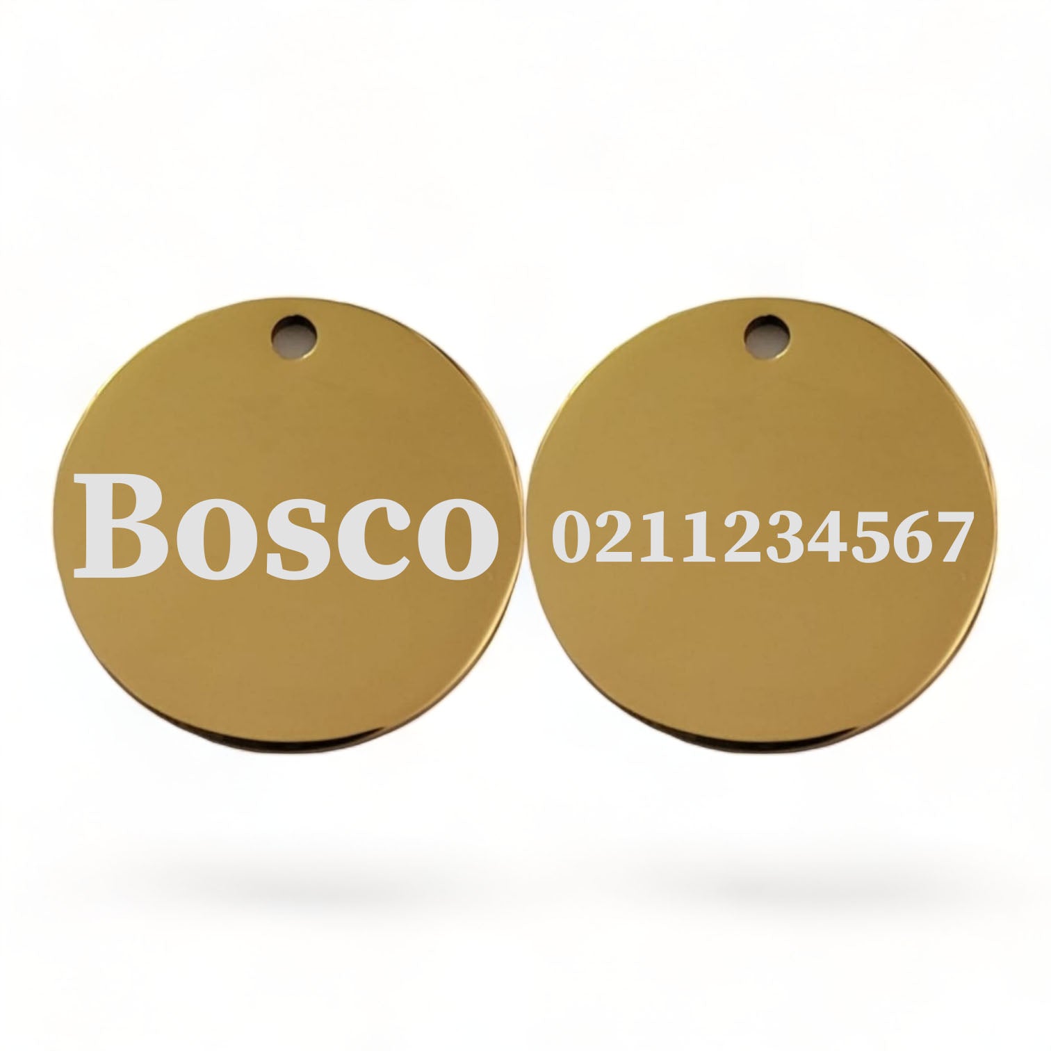 Name Front & Number Back Round | Mirror Stainless | Cat ID Pet Tag