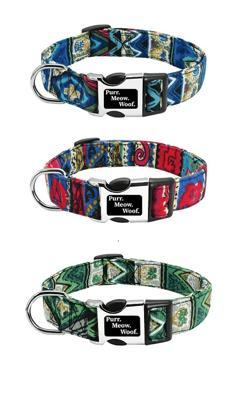 ⭐️Purr. Meow. Woof.⭐️ - Artistic Dog Collar - Blue / S / No