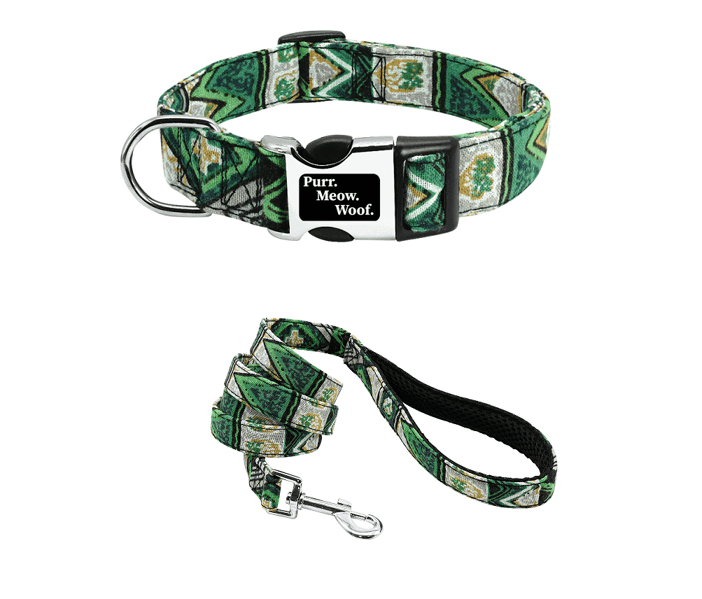 ⭐️Purr. Meow. Woof.⭐️ - Artistic Dog Collar - Green / S / Yes!