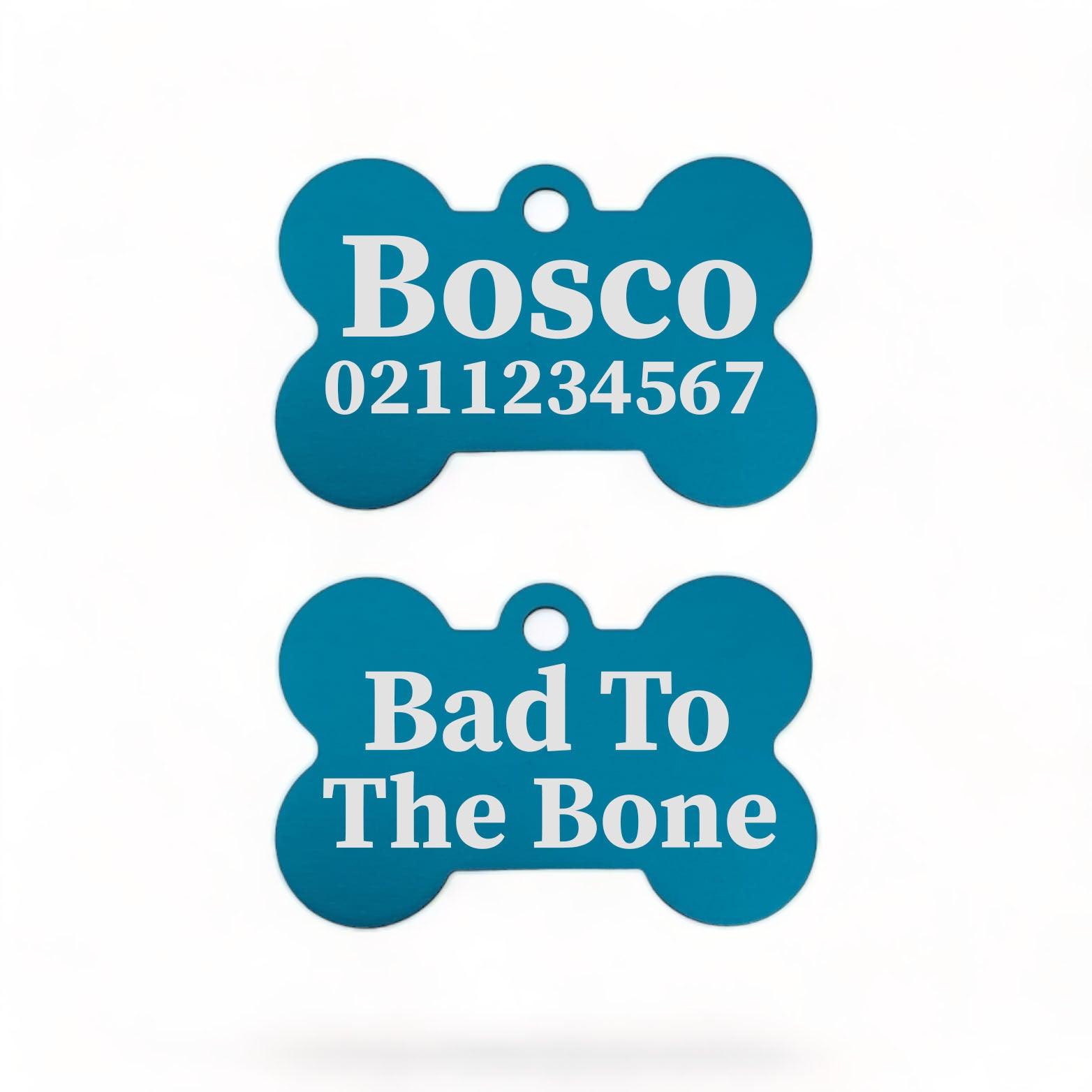 ⭐️Purr. Meow. Woof.⭐️ - Bad To The | Bone Aluminium | ID Dog Pet Tag - DodgerBlue