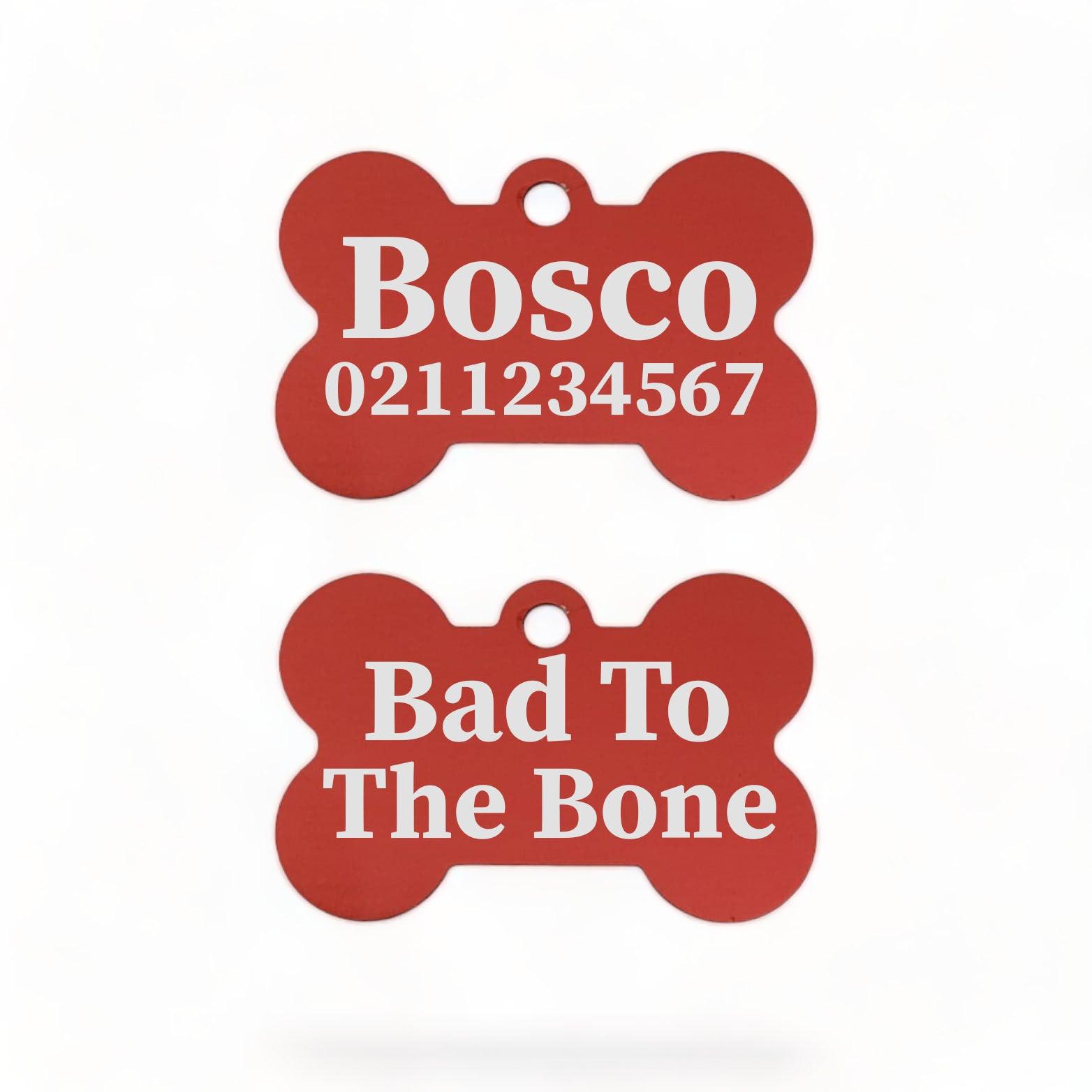 ⭐️Purr. Meow. Woof.⭐️ - Bad To The | Bone Aluminium | ID Dog Pet Tag - FireBrick