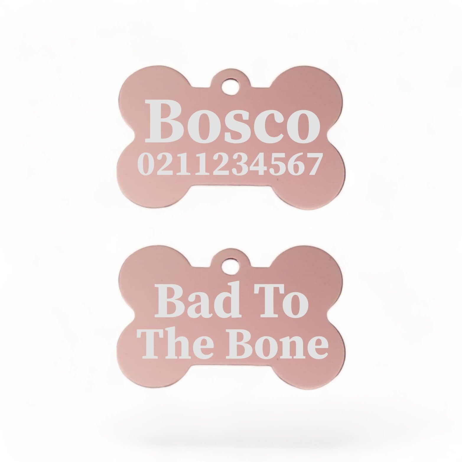⭐️Purr. Meow. Woof.⭐️ - Bad To The | Bone Aluminium | ID Dog Pet Tag - LightPink