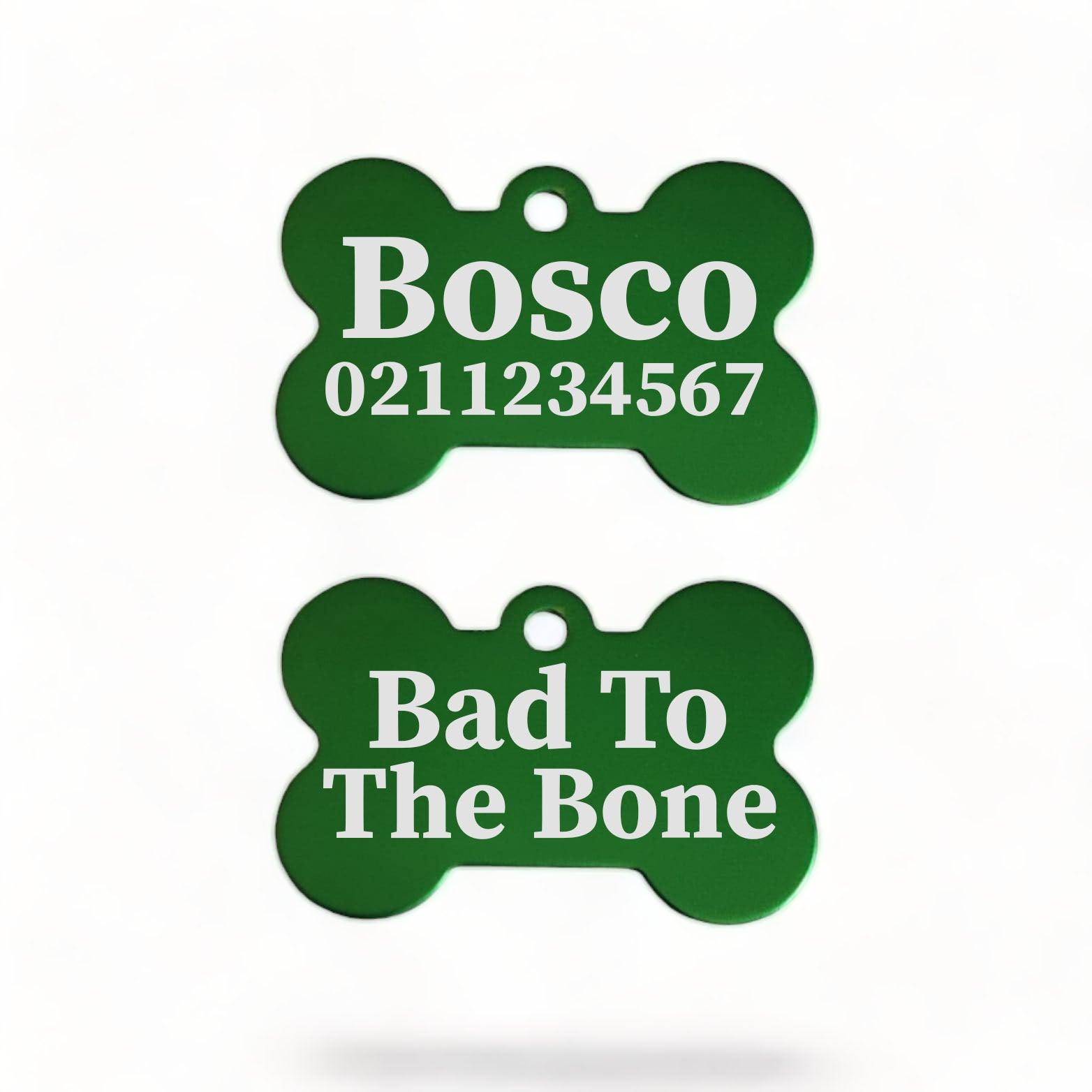 ⭐️Purr. Meow. Woof.⭐️ - Bad To The | Bone Aluminium | ID Dog Pet Tag - MediumSpringGreen