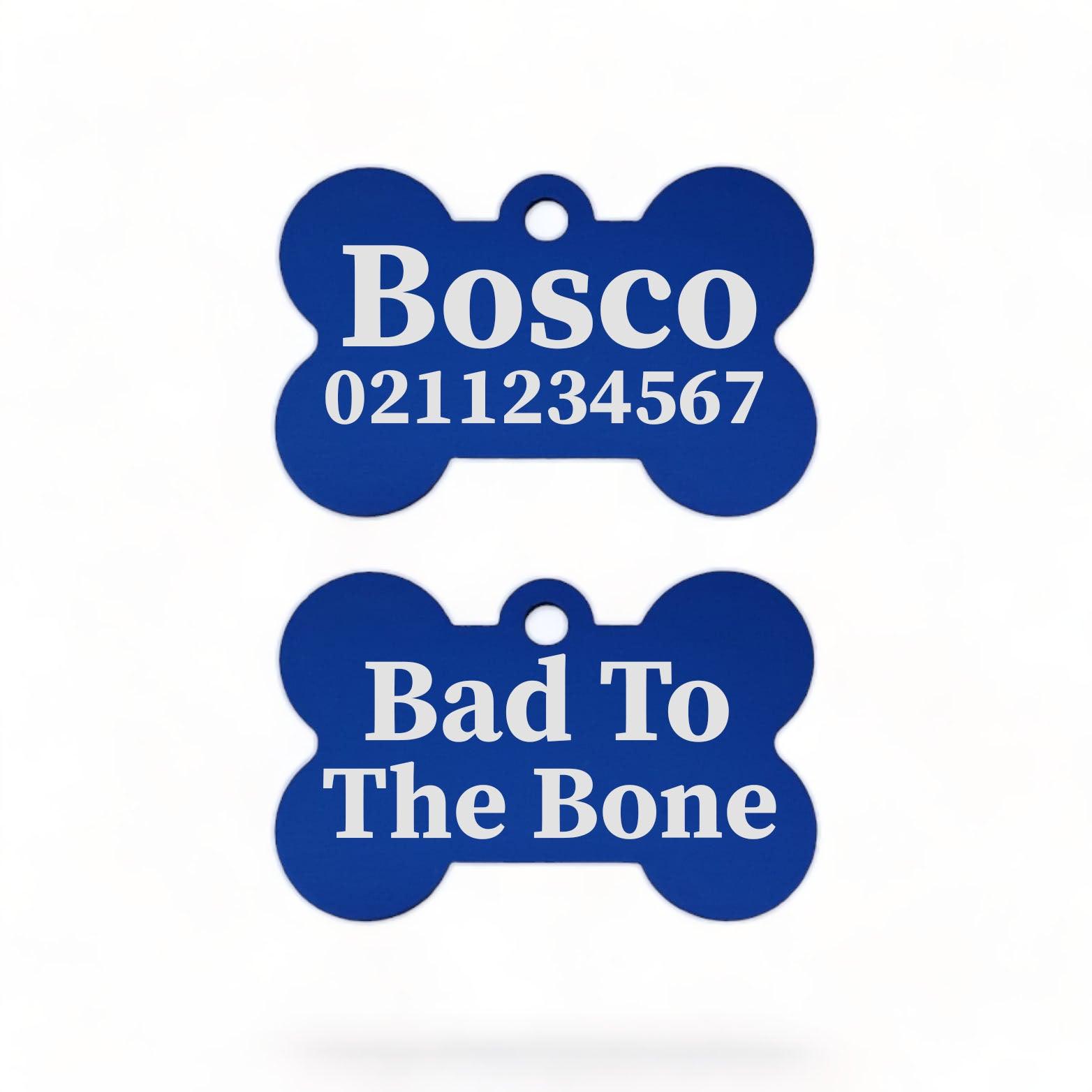 ⭐️Purr. Meow. Woof.⭐️ - Bad To The | Bone Aluminium | ID Dog Pet Tag - RoyalBlue