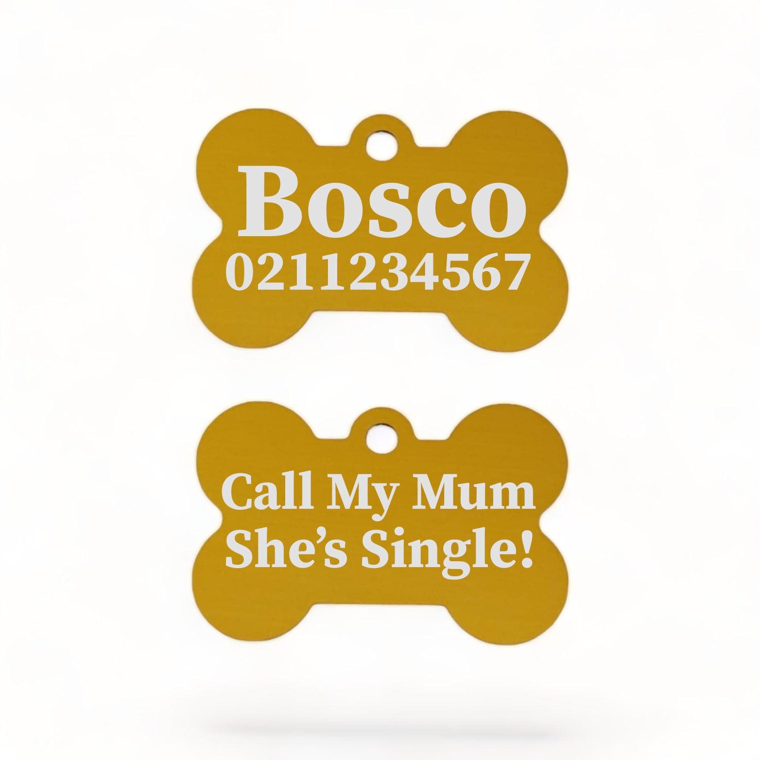 ⭐️Purr. Meow. Woof.⭐️ - Call My Mum/Dad She's/He's Single | Bone Aluminium | ID Pet Tag - Gold / Mum