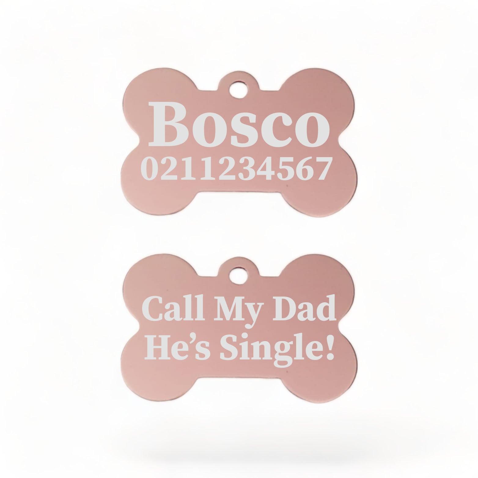 ⭐️Purr. Meow. Woof.⭐️ - Call My Mum/Dad She's/He's Single | Bone Aluminium | ID Pet Tag - LightPink / Dad