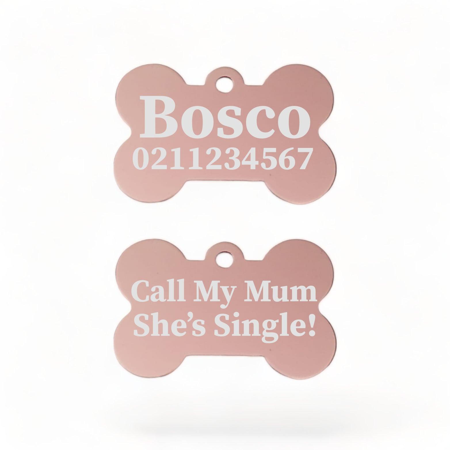 ⭐️Purr. Meow. Woof.⭐️ - Call My Mum/Dad She's/He's Single | Bone Aluminium | ID Pet Tag - LightPink / Mum