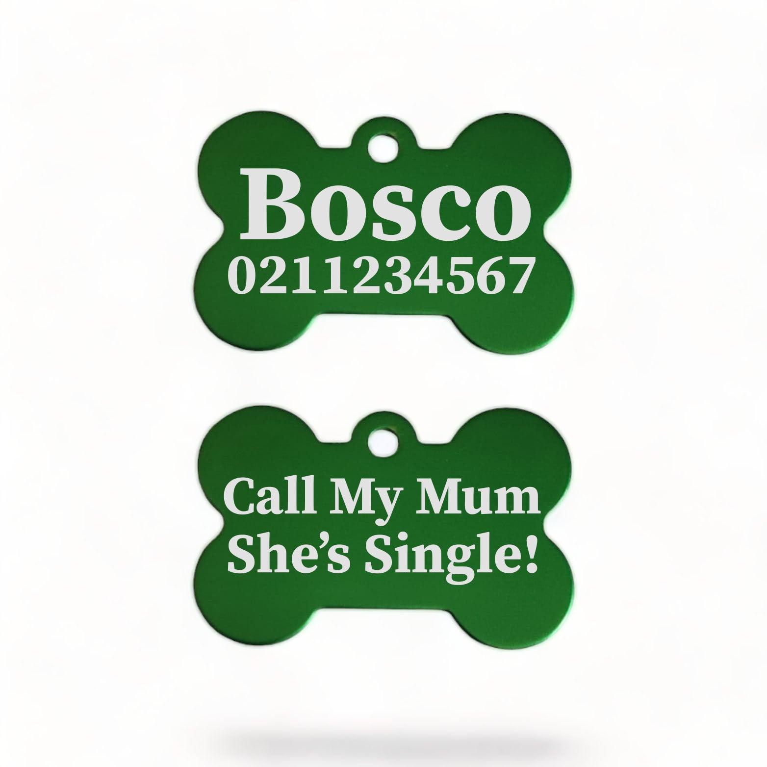 ⭐️Purr. Meow. Woof.⭐️ - Call My Mum/Dad She's/He's Single | Bone Aluminium | ID Pet Tag - MediumSpringGreen / Mum