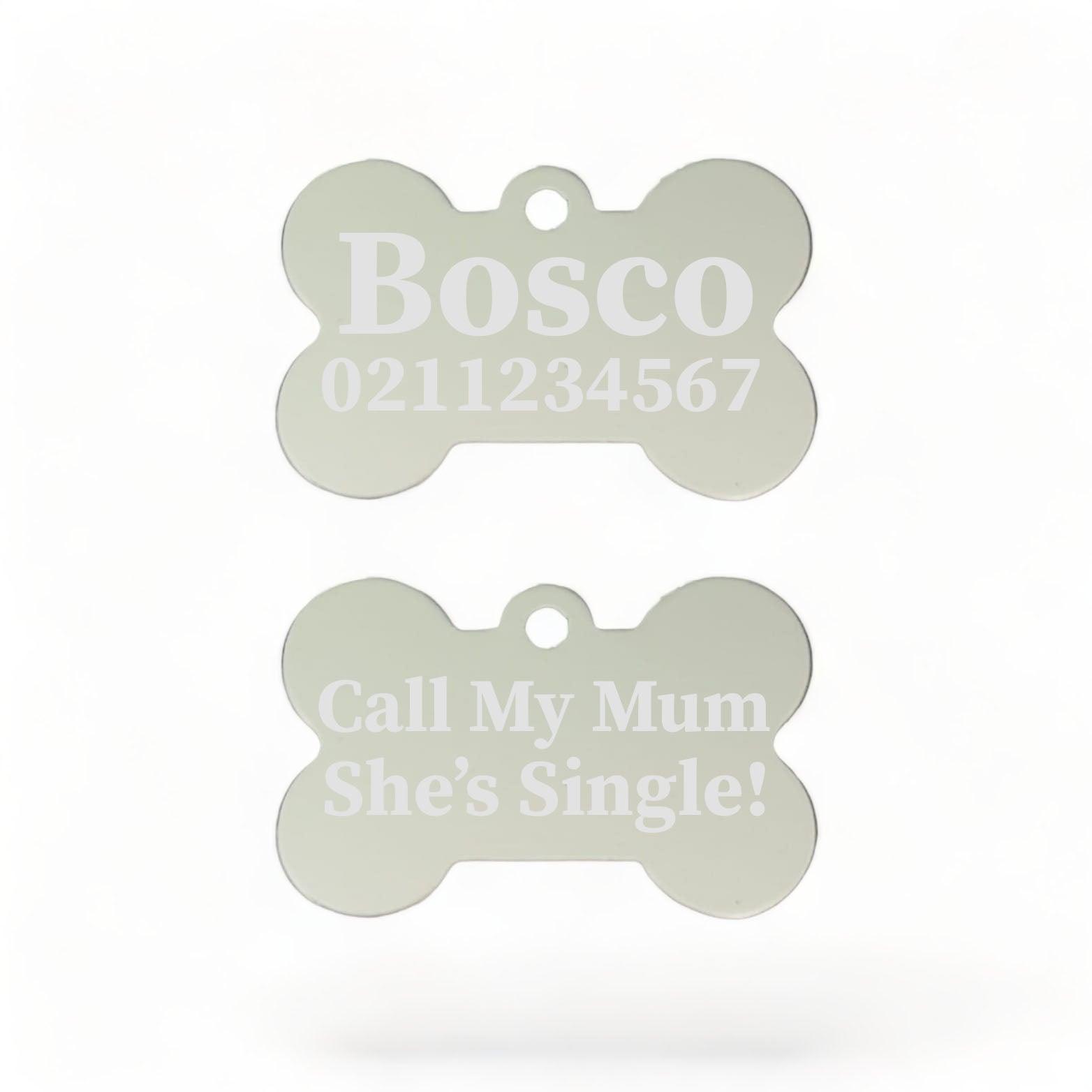⭐️Purr. Meow. Woof.⭐️ - Call My Mum/Dad She's/He's Single | Bone Aluminium | ID Pet Tag - Silver / Mum