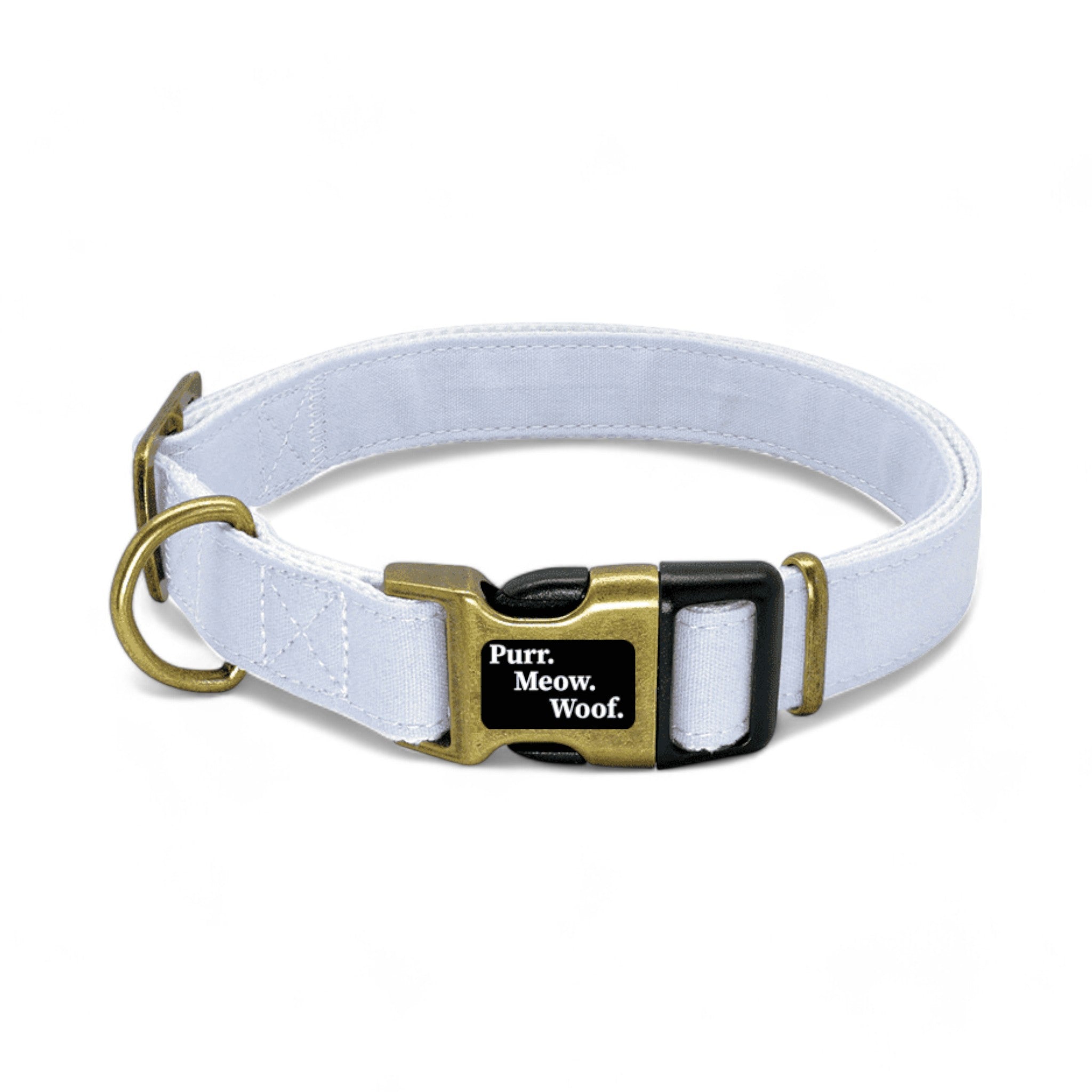 ⭐️Purr. Meow. Woof.⭐️ - Canvas Brass Dog Collar - PowderBlue / S