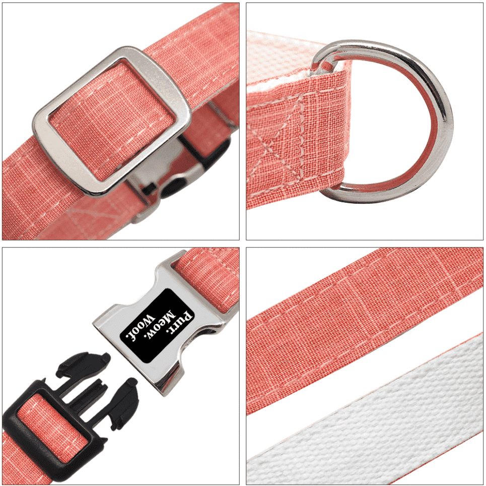 ⭐️Purr. Meow. Woof.⭐️ - Canvas Dog Collar - Grey / S