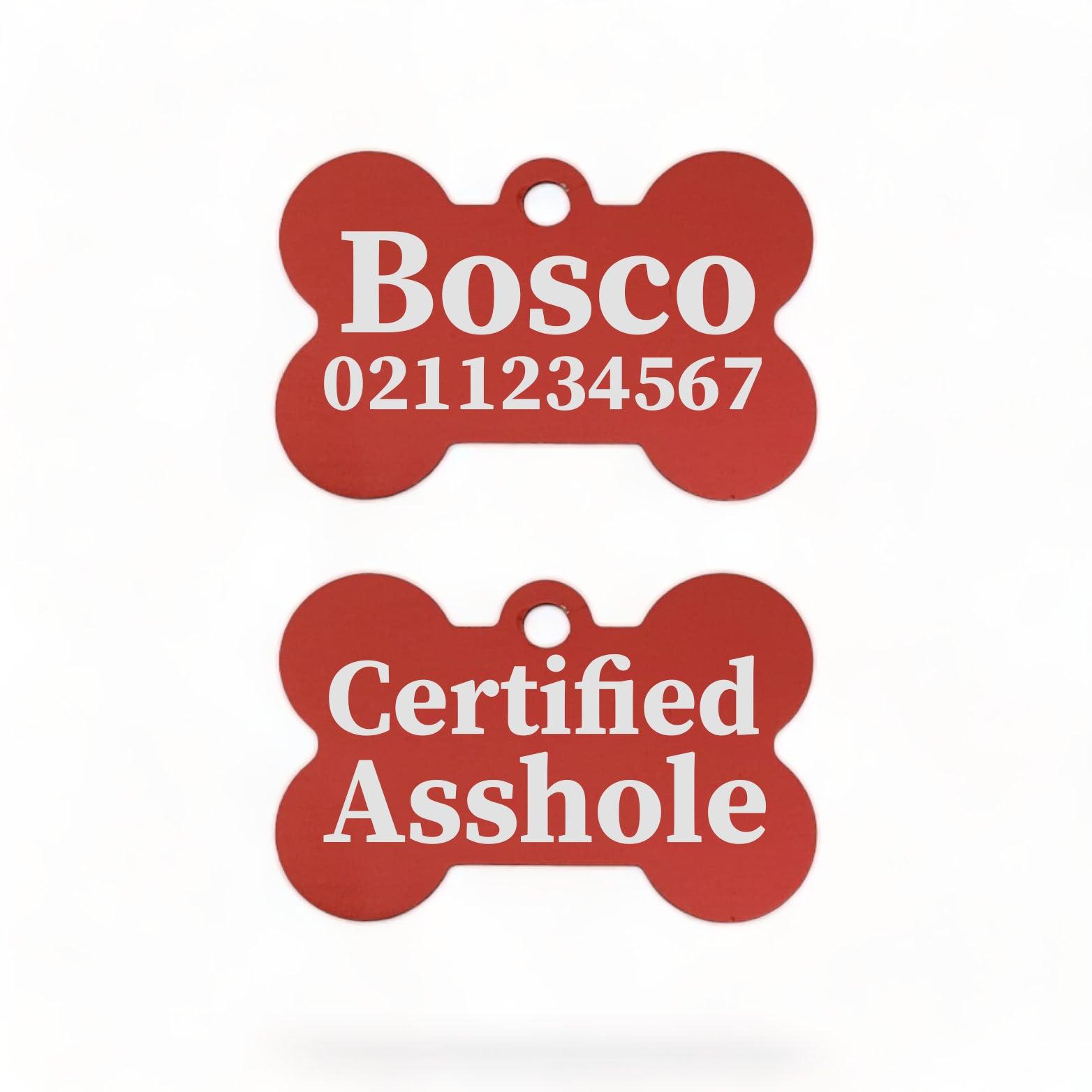 ⭐️Purr. Meow. Woof.⭐️ - Certified Asshole Bone | Bone Aluminium | ID Pet Tag - FireBrick