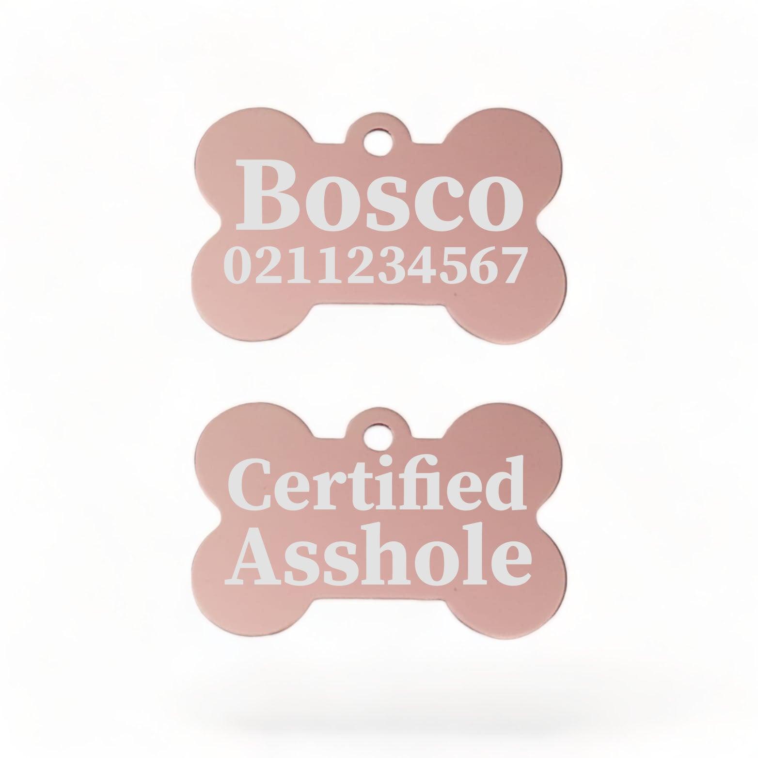 ⭐️Purr. Meow. Woof.⭐️ - Certified Asshole Bone | Bone Aluminium | ID Pet Tag - LightPink