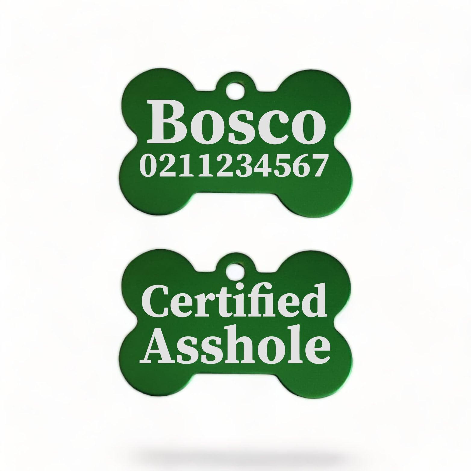 ⭐️Purr. Meow. Woof.⭐️ - Certified Asshole Bone | Bone Aluminium | ID Pet Tag - MediumSpringGreen