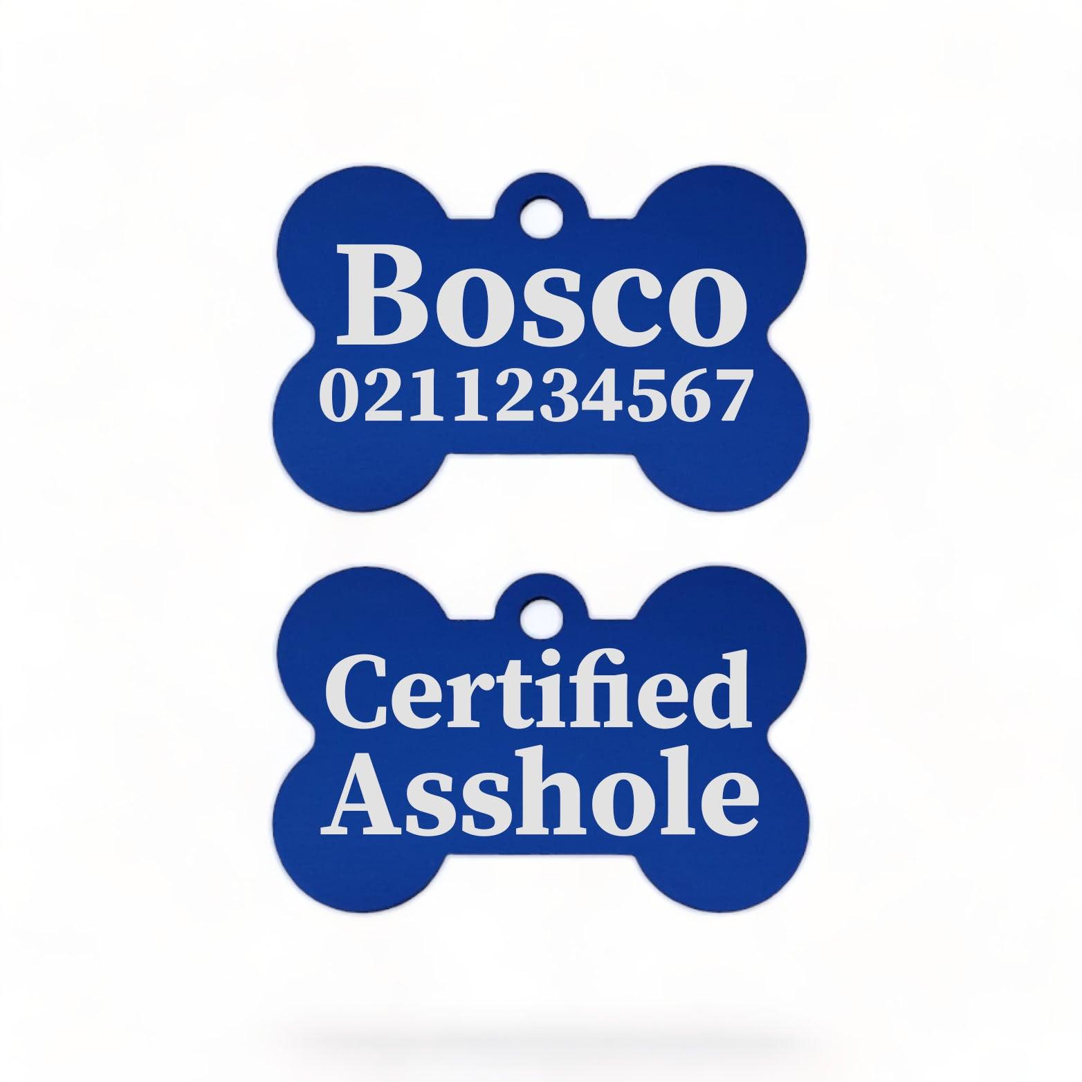 ⭐️Purr. Meow. Woof.⭐️ - Certified Asshole Bone | Bone Aluminium | ID Pet Tag - RoyalBlue