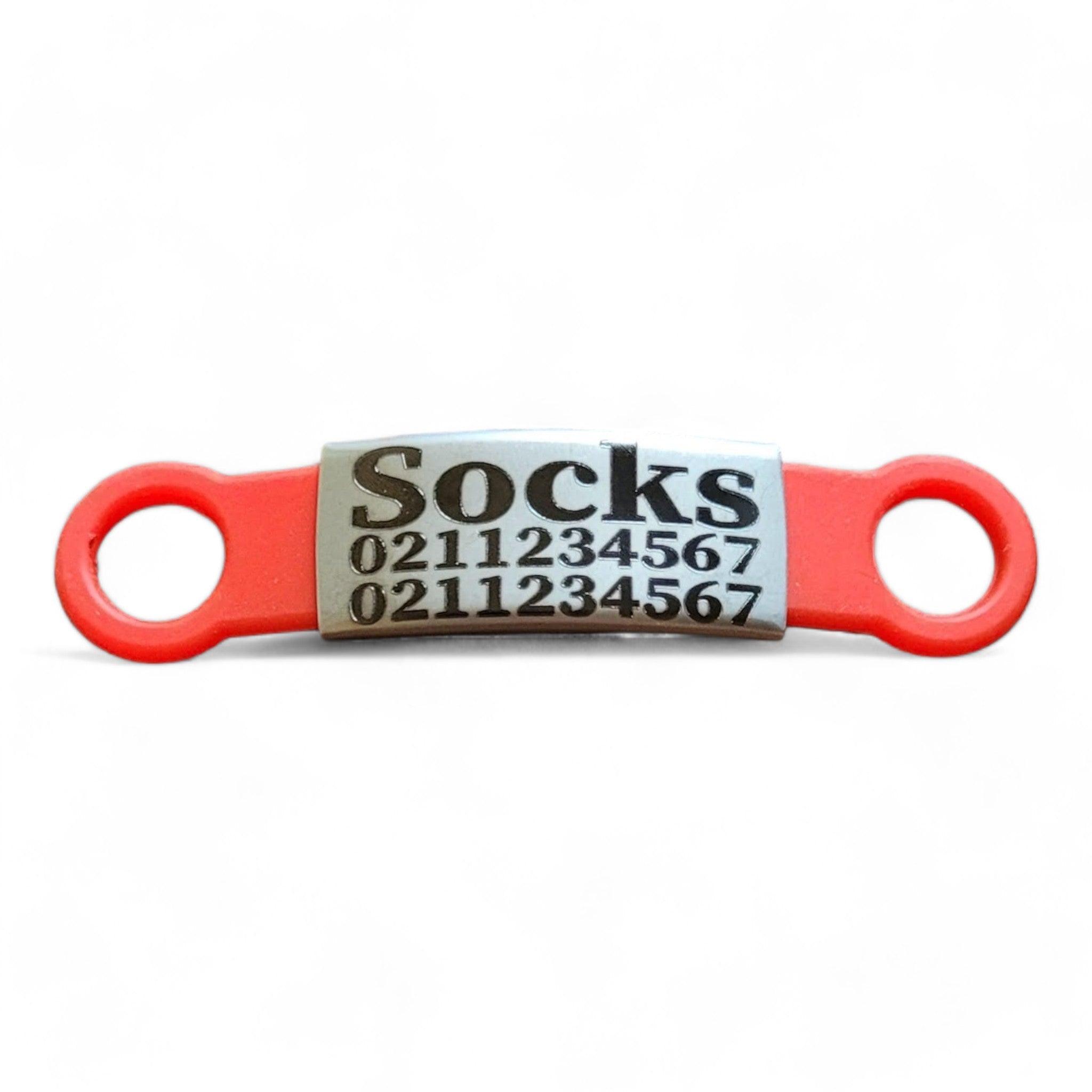 ⭐️Purr. Meow. Woof.⭐️ - Collar ID Name & 2 Numbers Cat & Dog ID Pet Tag - Cat (Small) / Silver / Red