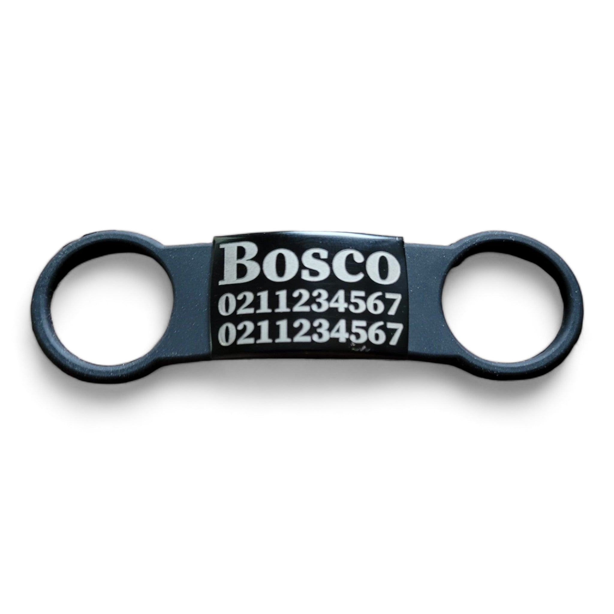 ⭐️Purr. Meow. Woof.⭐️ - Collar ID Name & 2 Numbers Cat & Dog ID Pet Tag - Dog (Large) / Black / Black