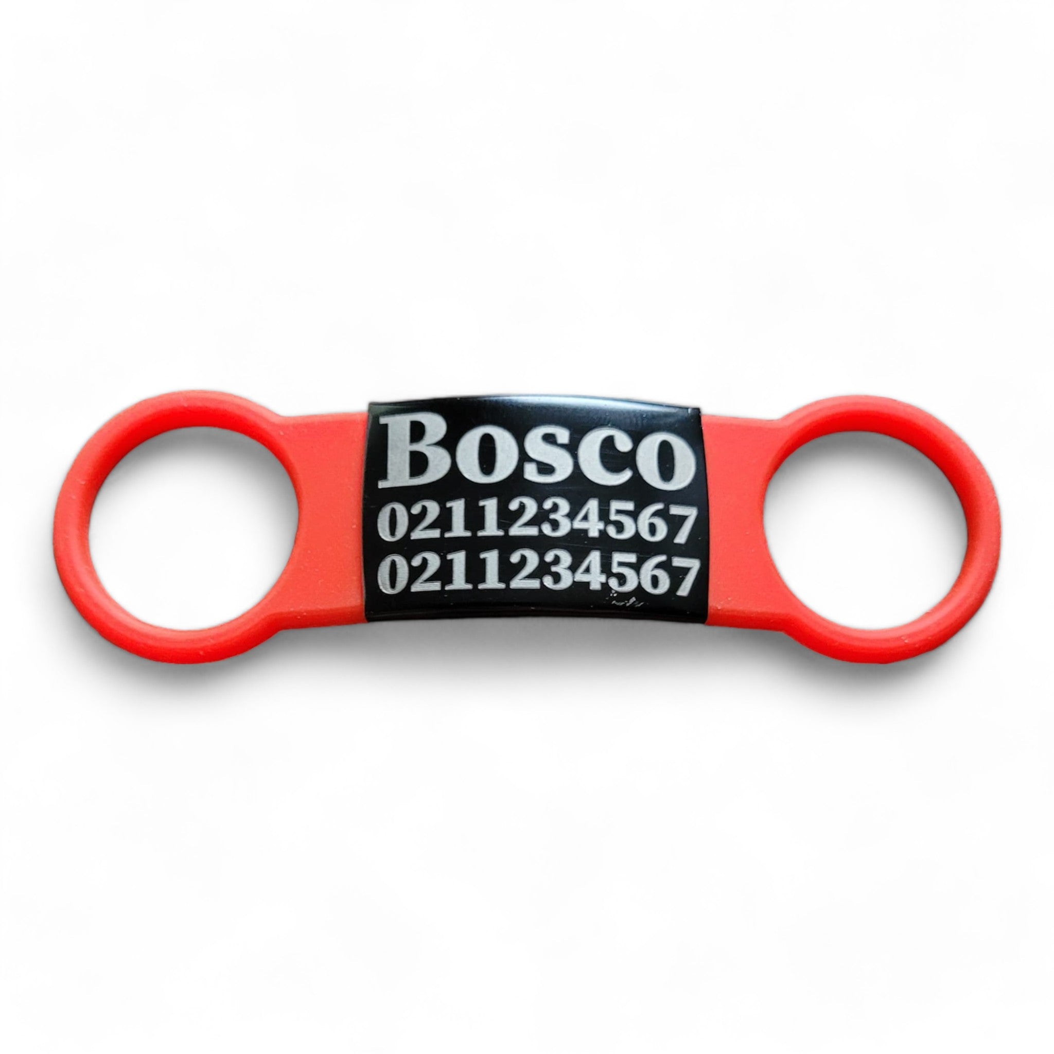 ⭐️Purr. Meow. Woof.⭐️ - Collar ID Name & 2 Numbers Cat & Dog ID Pet Tag - Dog (Large) / Black / Red