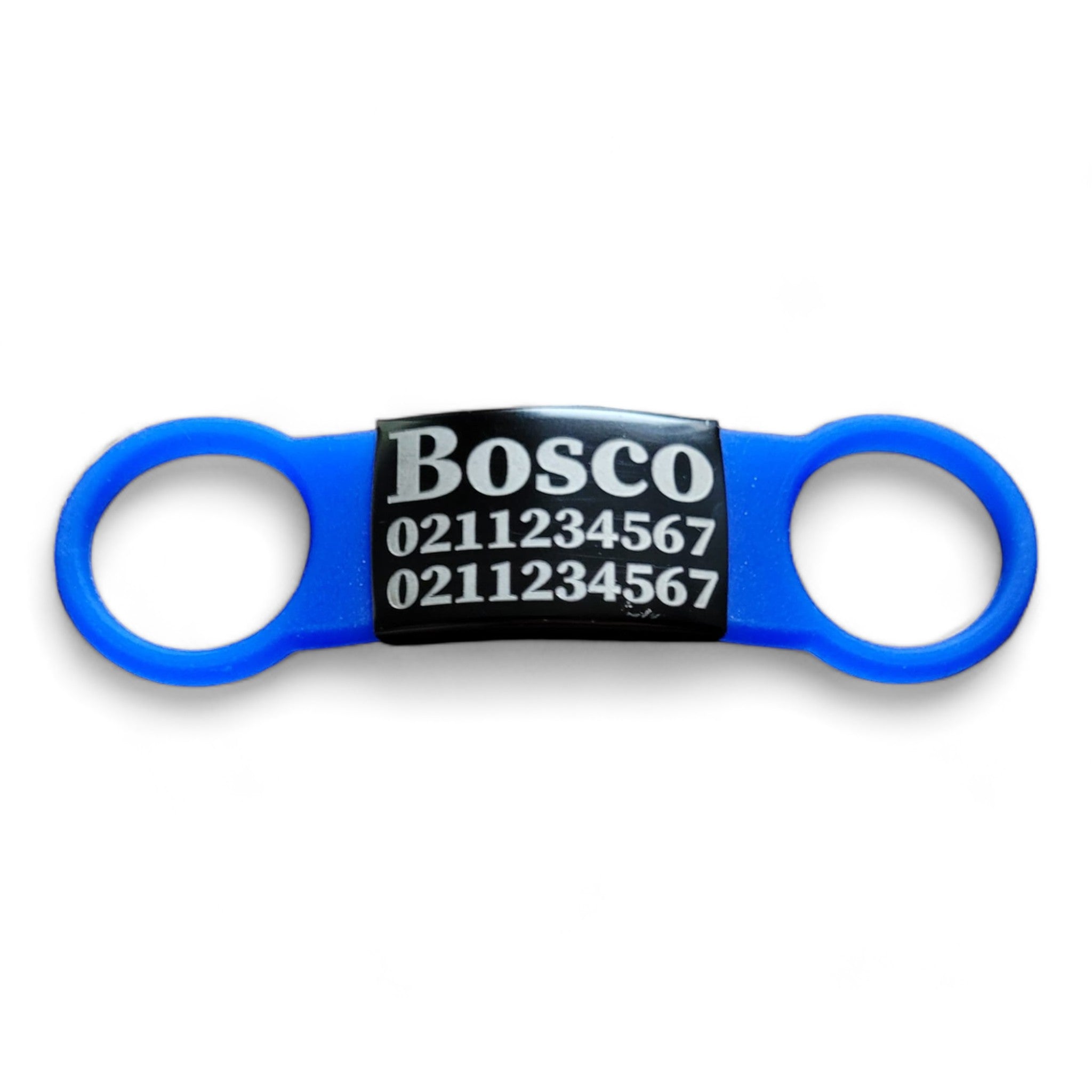 ⭐️Purr. Meow. Woof.⭐️ - Collar ID Name & 2 Numbers Cat & Dog ID Pet Tag - Dog (Large) / Black / RoyalBlue