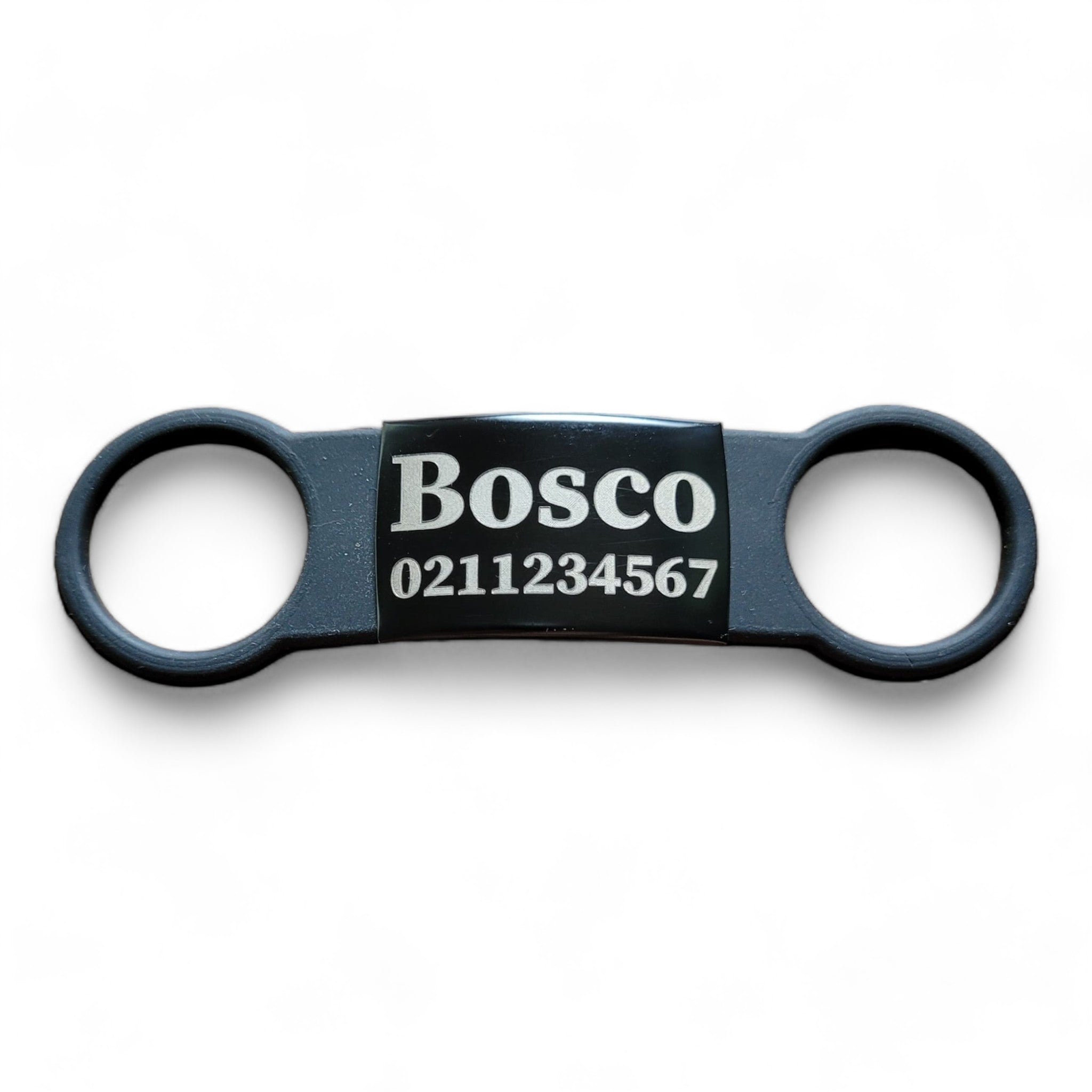 ⭐️Purr. Meow. Woof.⭐️ - Collar ID Name & Number Cat & Dog ID Pet Tag - Large (Dog) / Black / Black