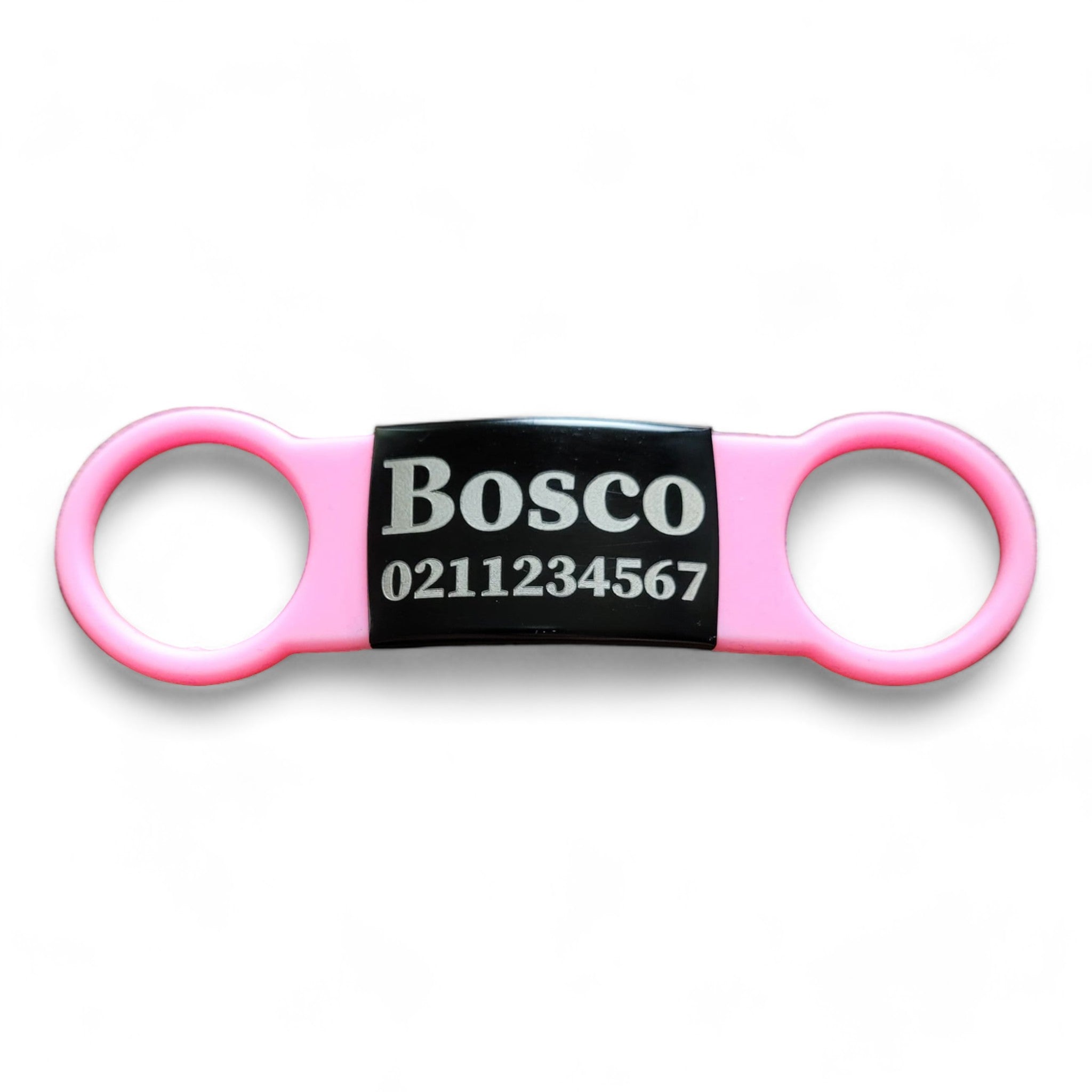 ⭐️Purr. Meow. Woof.⭐️ - Collar ID Name & Number Cat & Dog ID Pet Tag - Large (Dog) / Black / LightPink