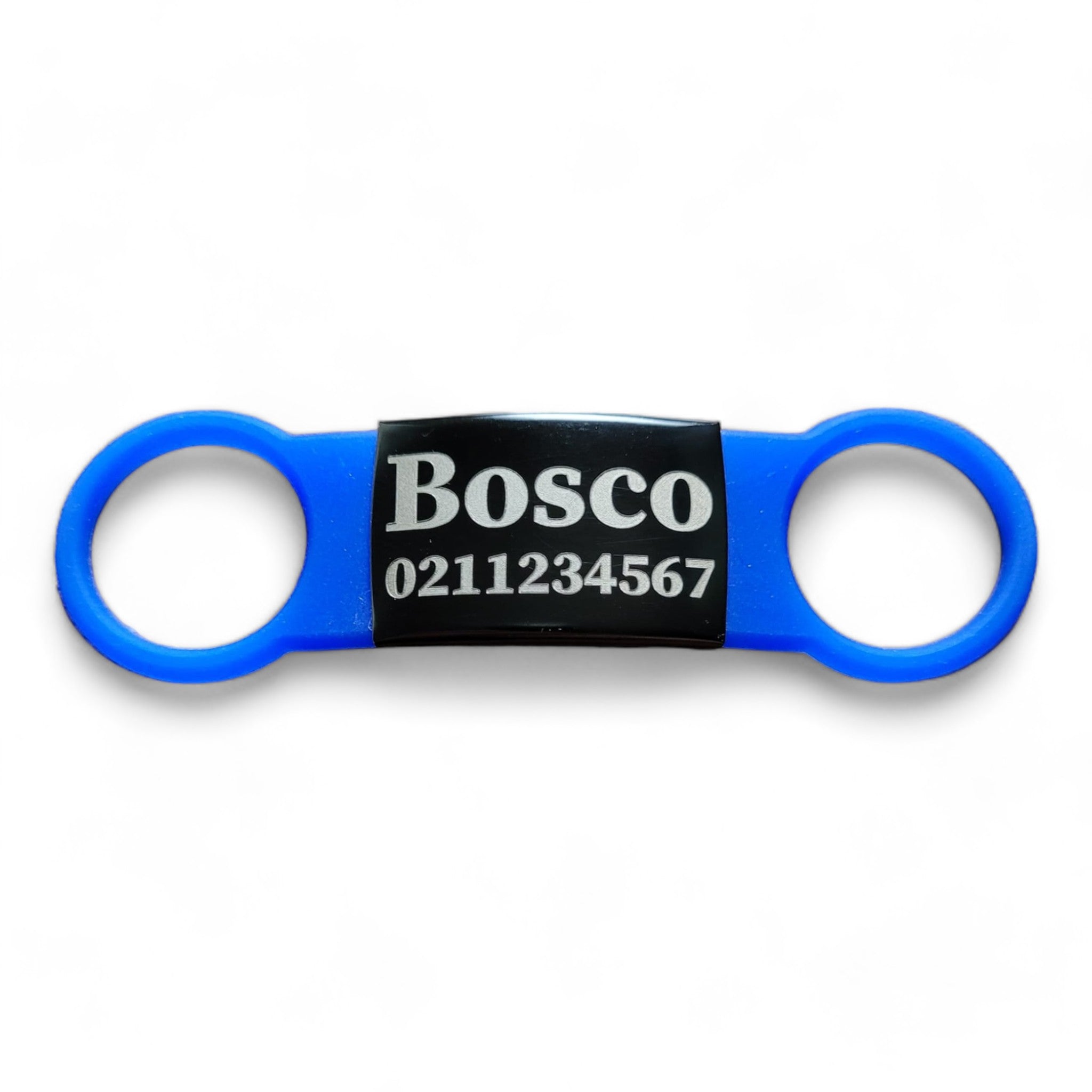 ⭐️Purr. Meow. Woof.⭐️ - Collar ID Name & Number Cat & Dog ID Pet Tag - Large (Dog) / Black / RoyalBlue