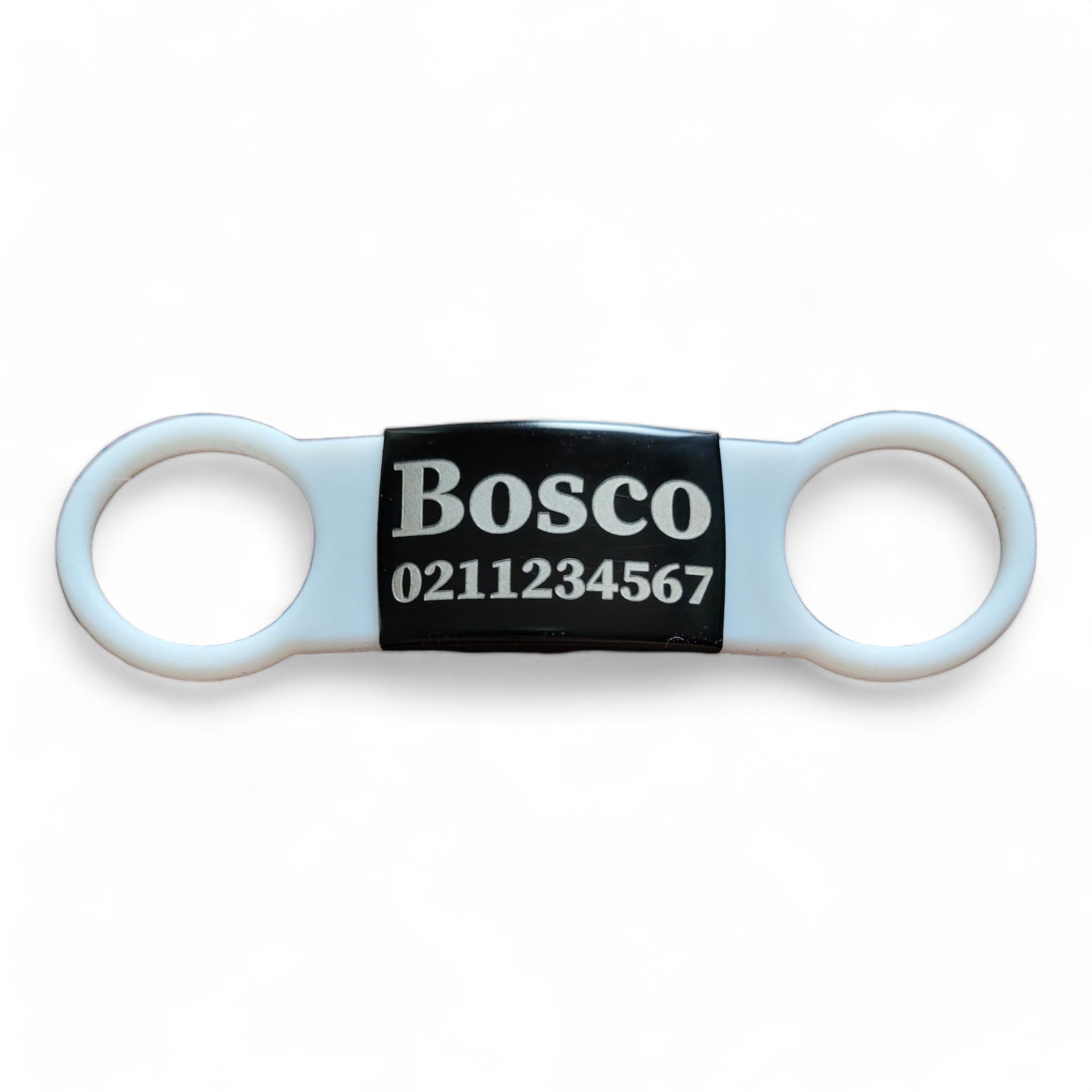 ⭐️Purr. Meow. Woof.⭐️ - Collar ID Name & Number Cat & Dog ID Pet Tag - Large (Dog) / Black / White