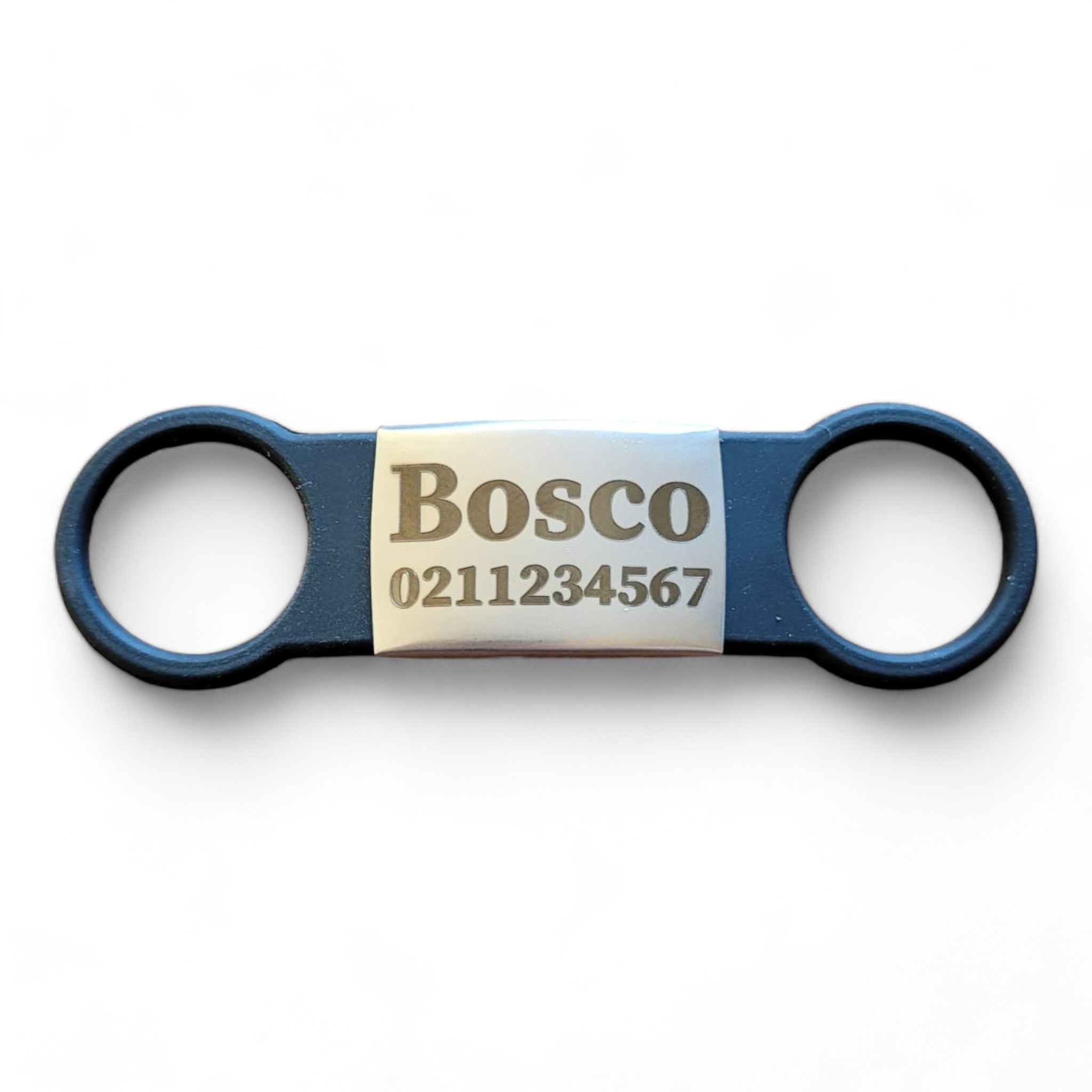 ⭐️Purr. Meow. Woof.⭐️ - Collar ID Name & Number Cat & Dog ID Pet Tag - Large (Dog) / Silver / Black