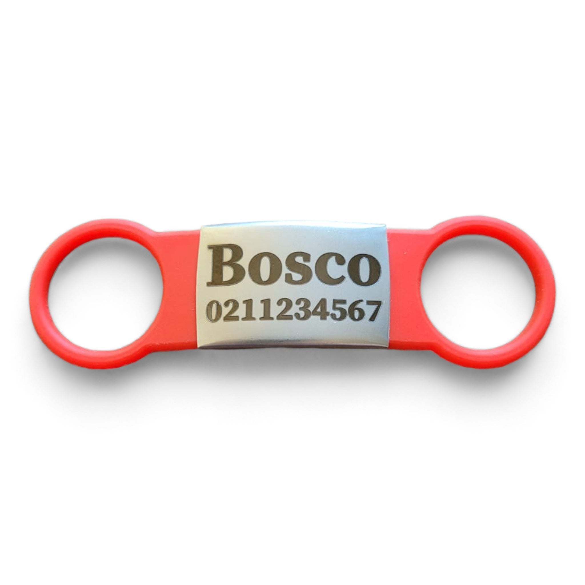 ⭐️Purr. Meow. Woof.⭐️ - Collar ID Name & Number Cat & Dog ID Pet Tag - Large (Dog) / Silver / Red