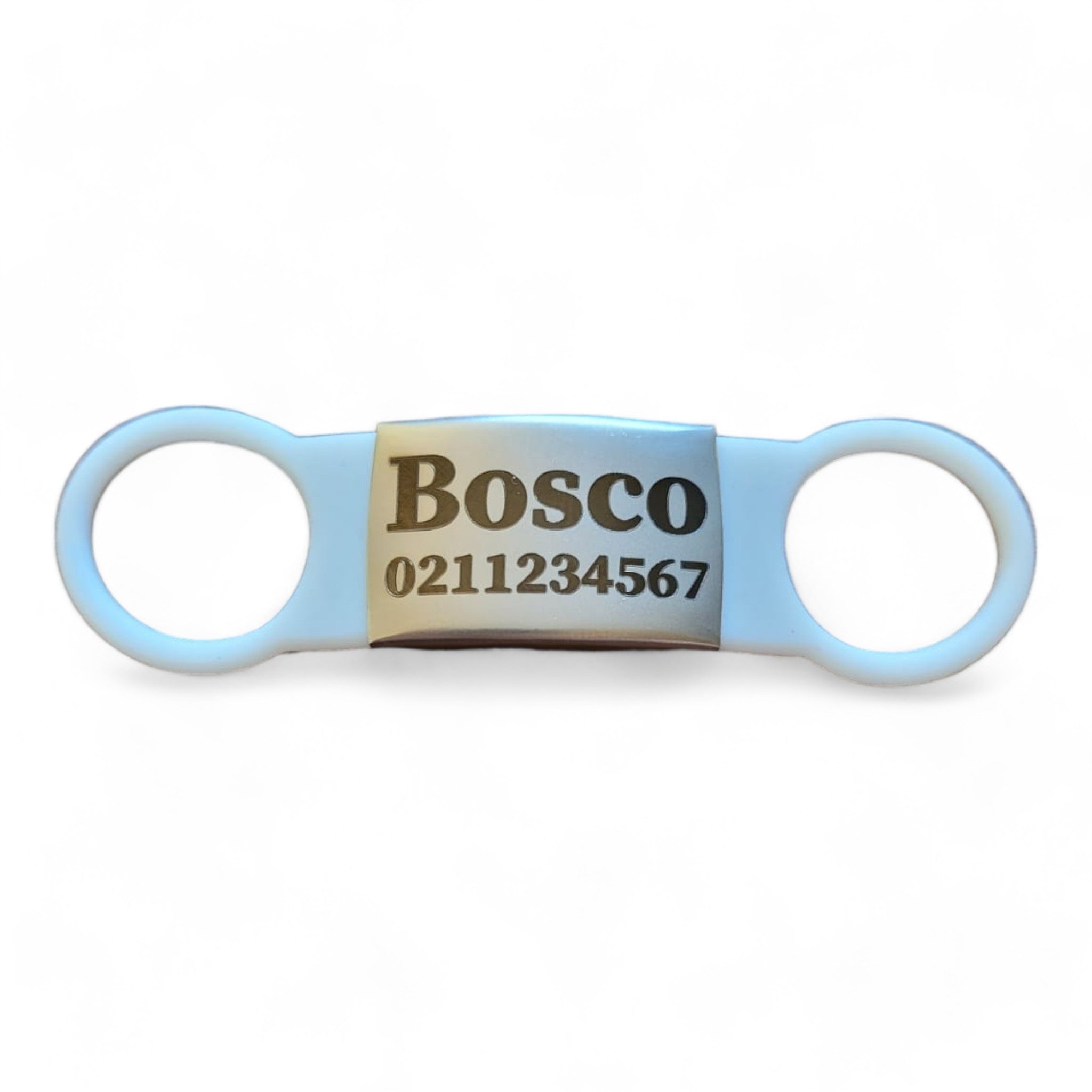 ⭐️Purr. Meow. Woof.⭐️ - Collar ID Name & Number Cat & Dog ID Pet Tag - Large (Dog) / Silver / White