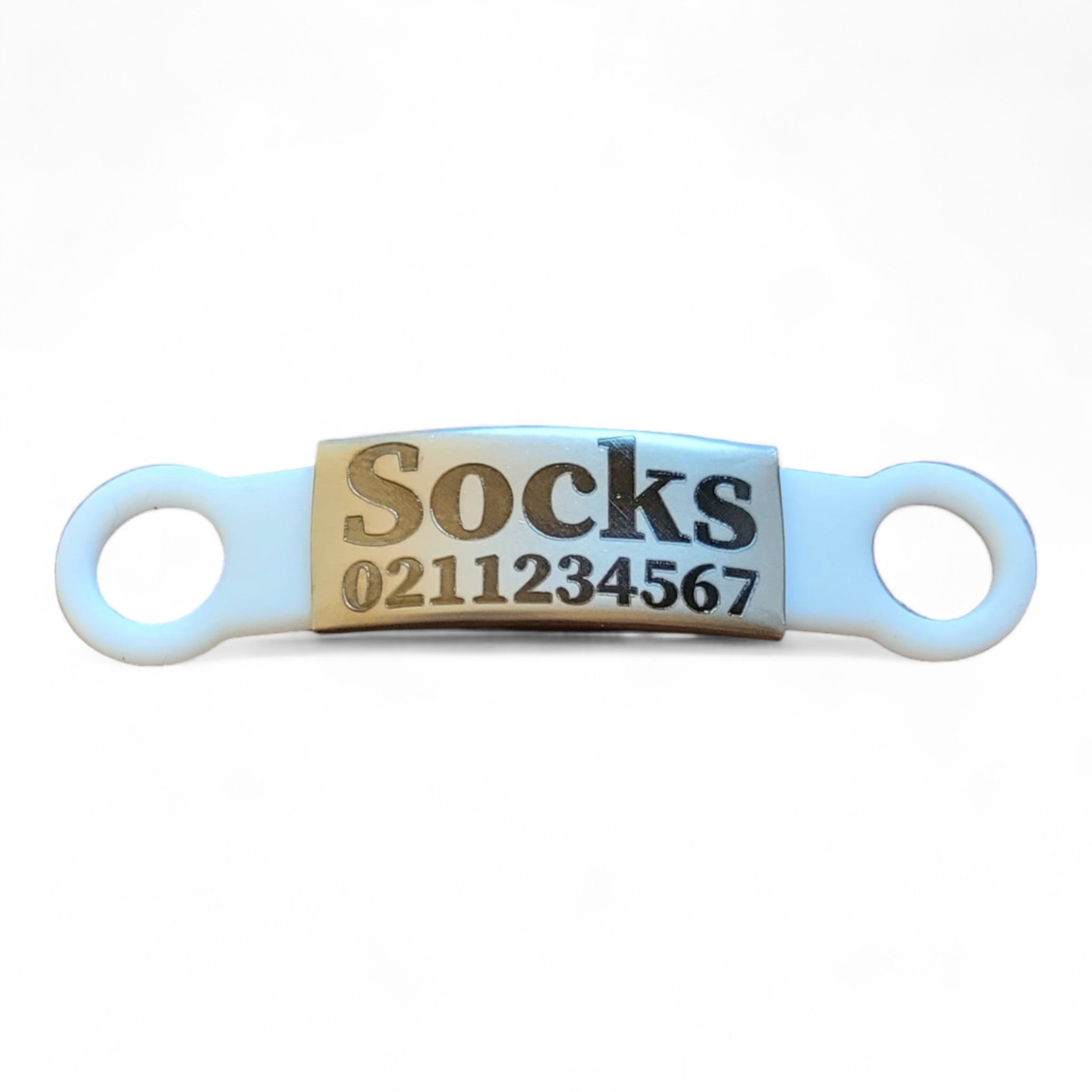 ⭐️Purr. Meow. Woof.⭐️ - Collar ID Name & Number Cat & Dog ID Pet Tag - Small (Cat) / Silver / White