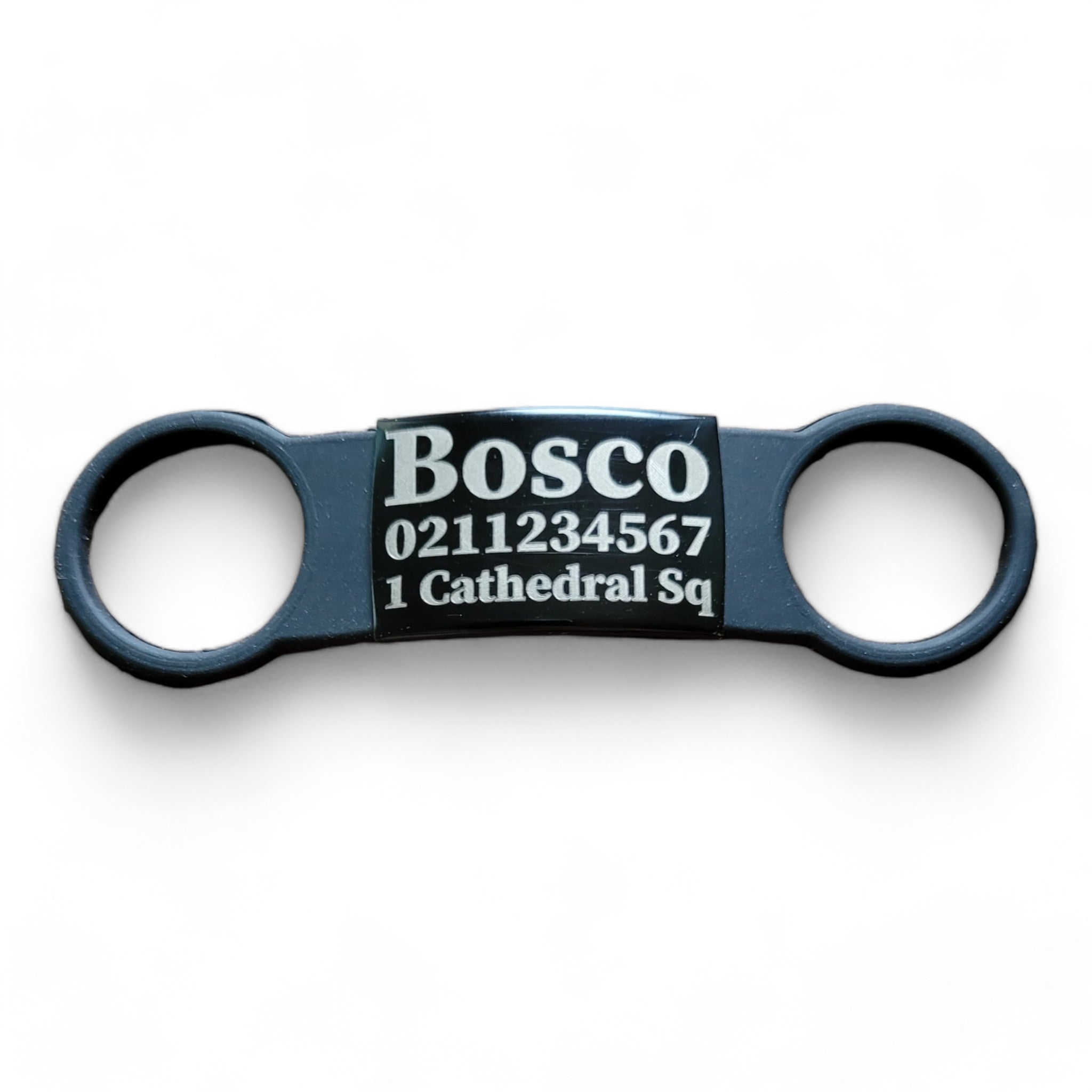 ⭐️Purr. Meow. Woof.⭐️ - Collar ID Name, Number & Address Cat & Dog ID Pet Tag - Large (Dog) / Black / Black