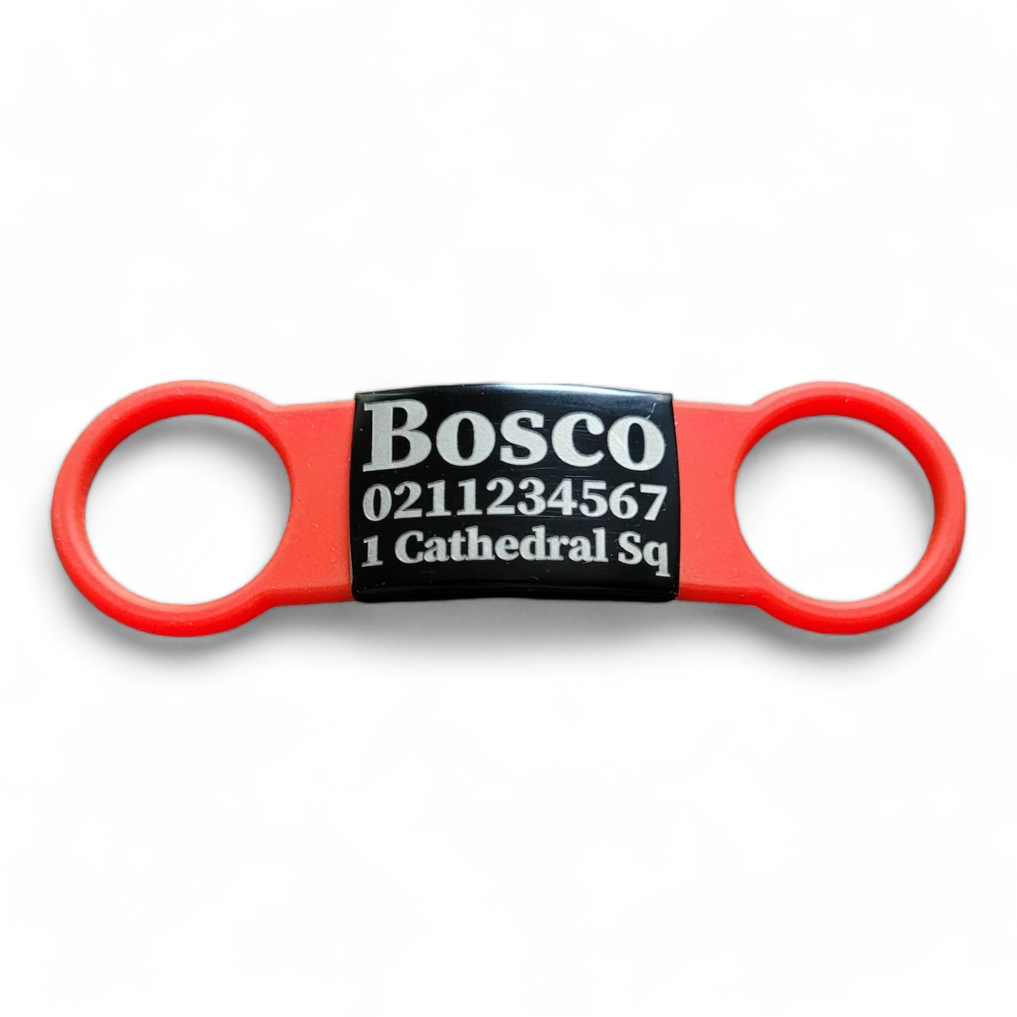 ⭐️Purr. Meow. Woof.⭐️ - Collar ID Name, Number & Address Cat & Dog ID Pet Tag - Large (Dog) / Black / Red