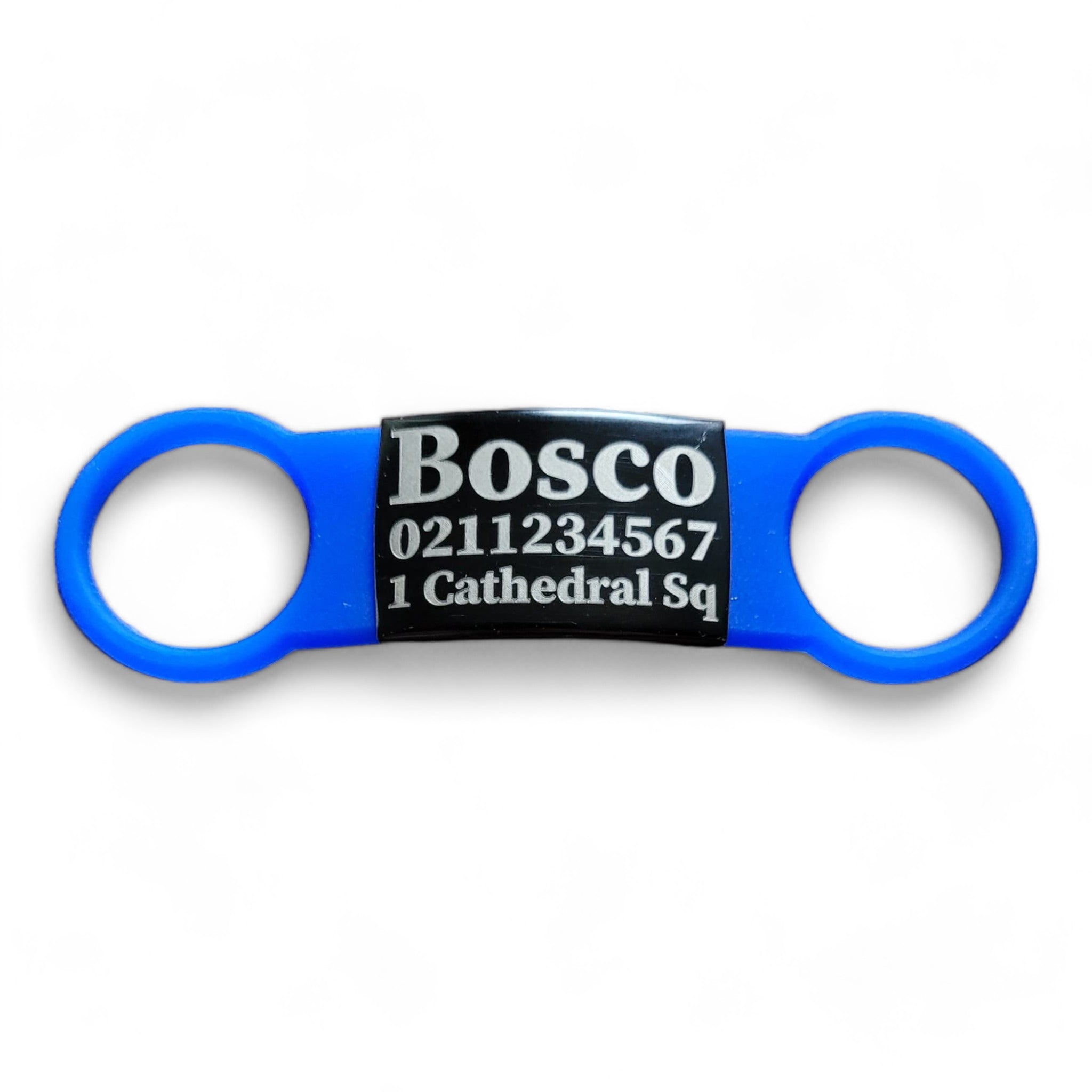 ⭐️Purr. Meow. Woof.⭐️ - Collar ID Name, Number & Address Cat & Dog ID Pet Tag - Large (Dog) / Black / RoyalBlue