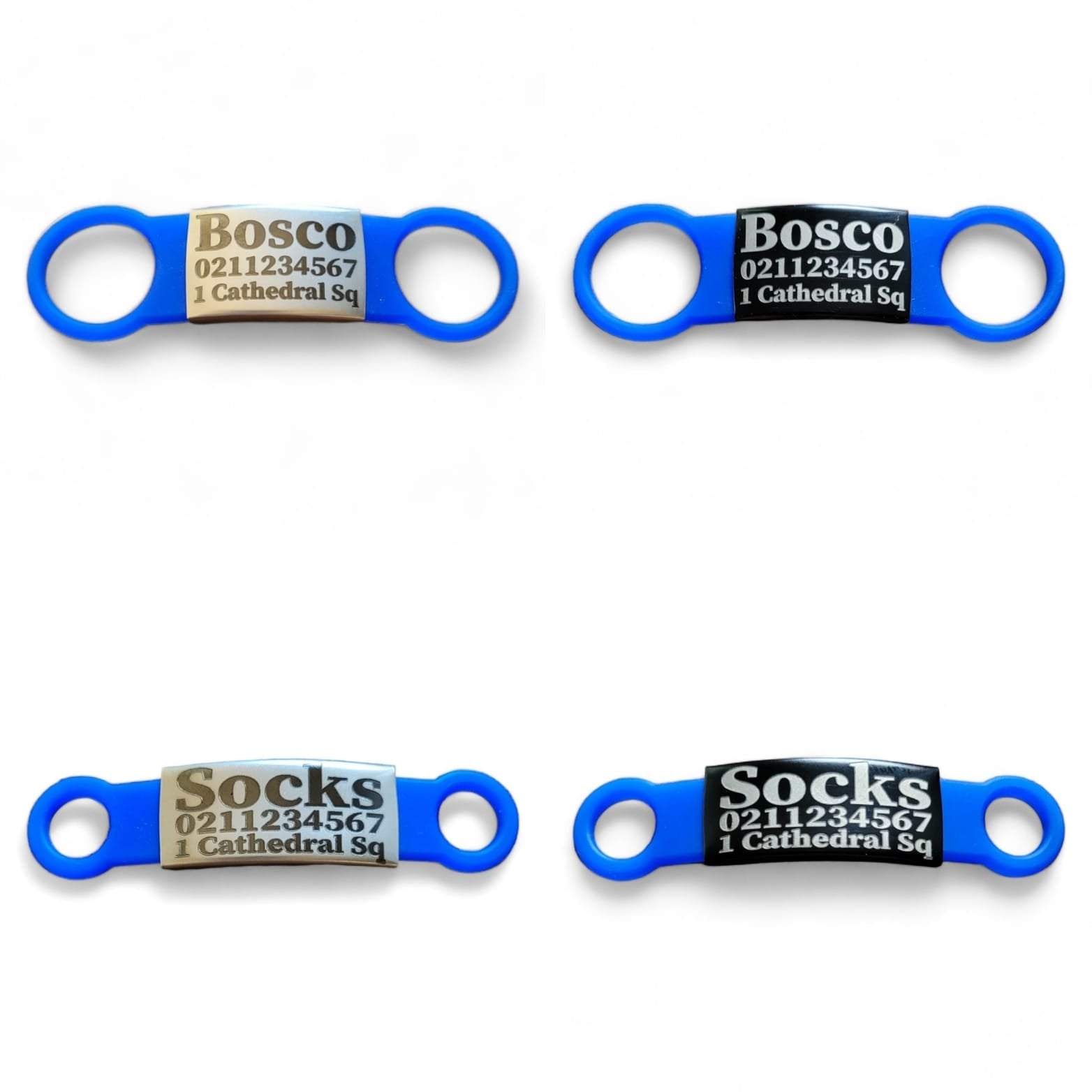 ⭐️Purr. Meow. Woof.⭐️ - Collar ID Name, Number & Address Cat & Dog ID Pet Tag - Large (Dog) / Silver / LightPink