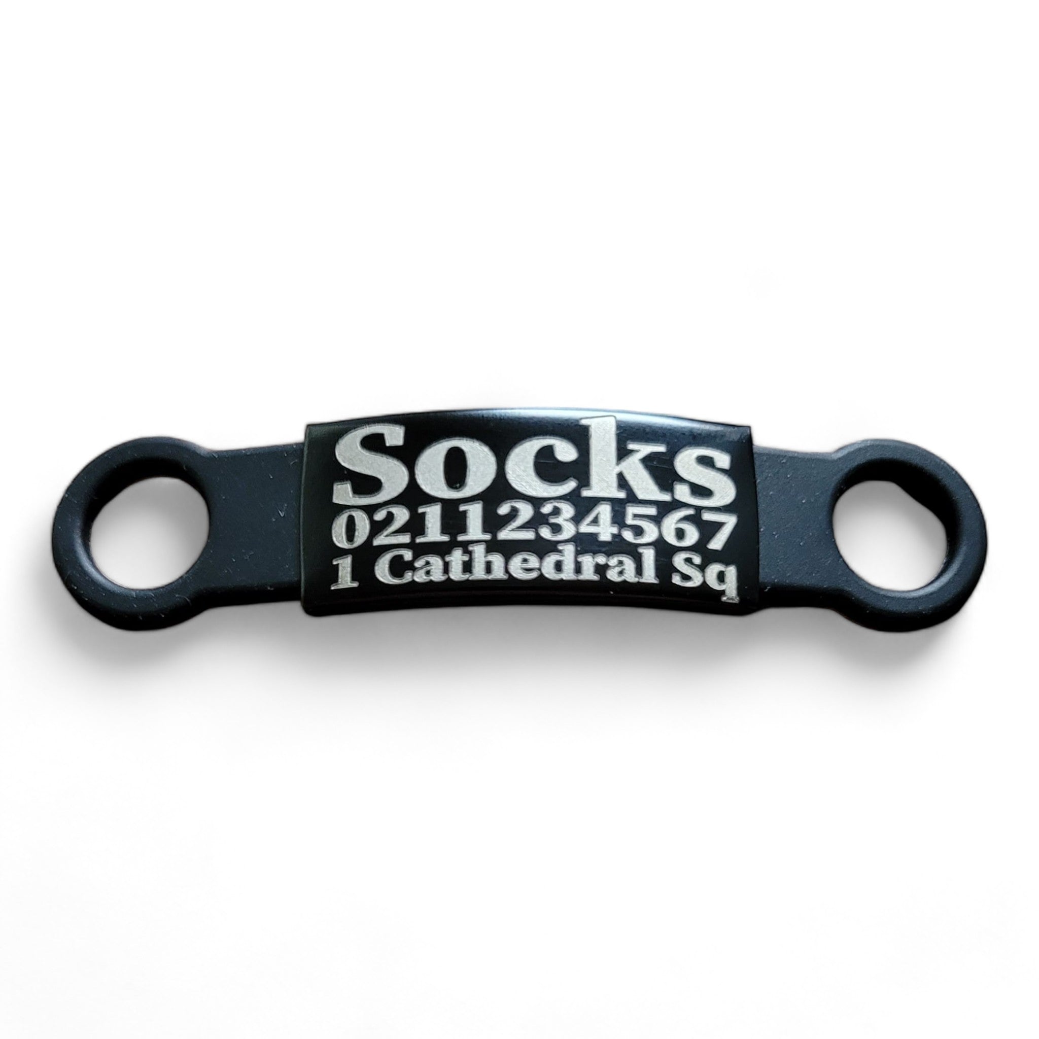 ⭐️Purr. Meow. Woof.⭐️ - Collar ID Name, Number & Address Cat & Dog ID Pet Tag - Small (Cat) / Black / Black