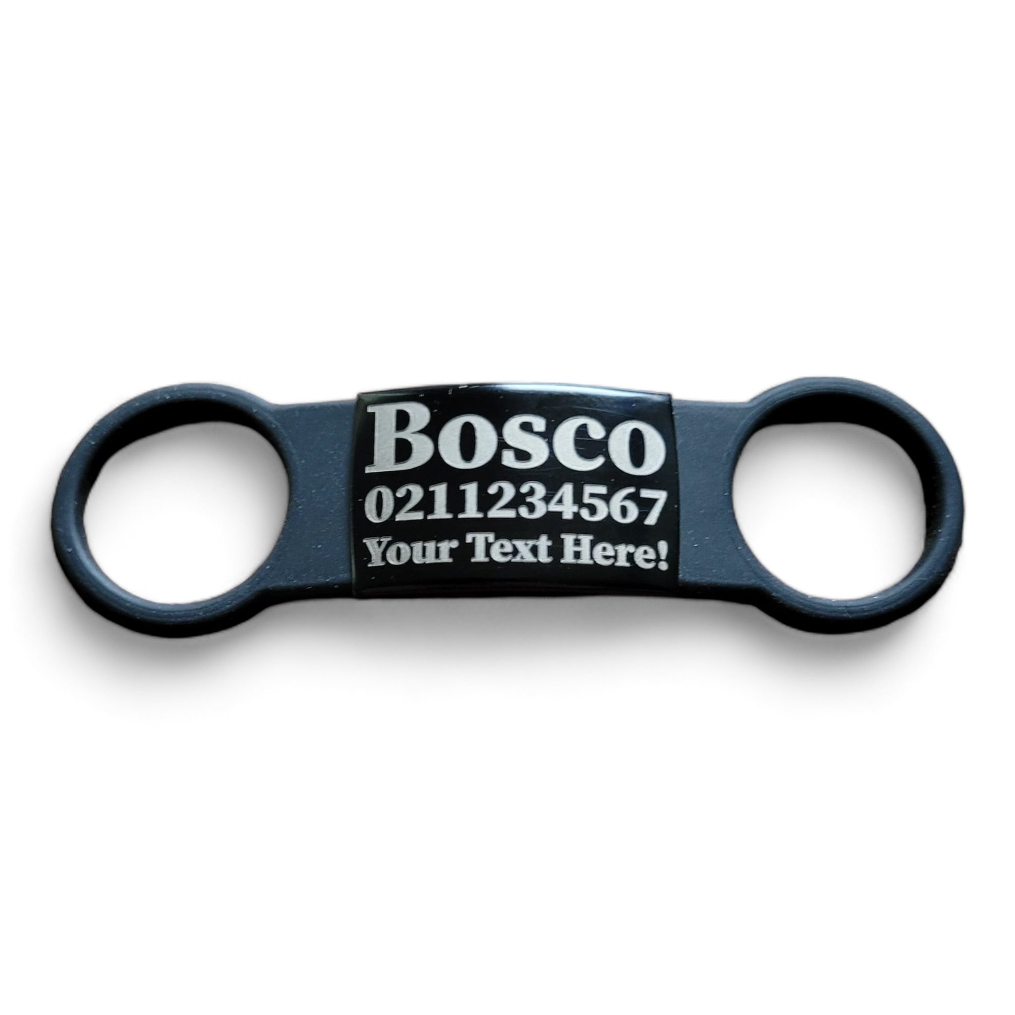 ⭐️Purr. Meow. Woof.⭐️ - Collar ID Name, Number & Custom Text Cat & Dog ID Pet Tag - Large (Dog) / Black / Black