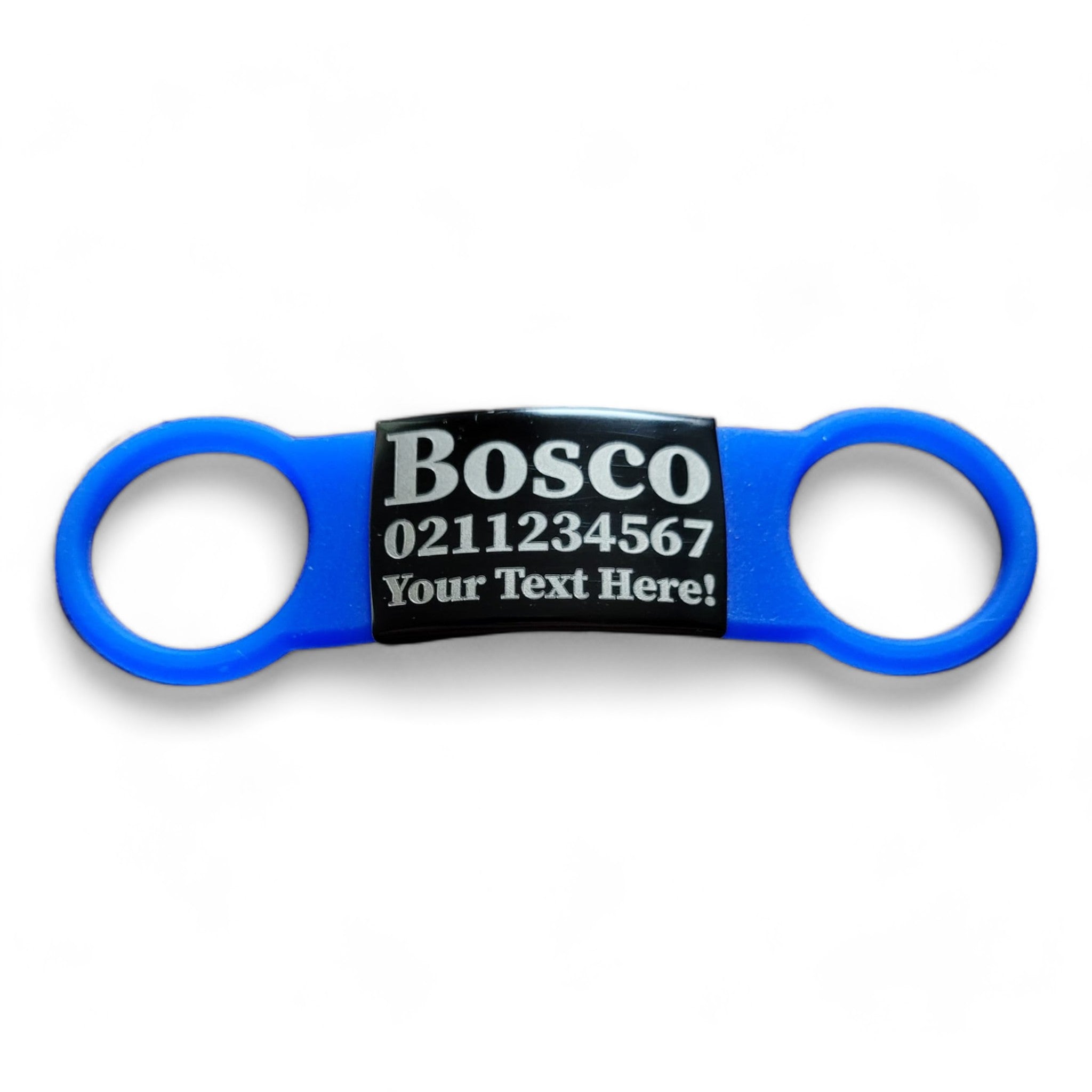 ⭐️Purr. Meow. Woof.⭐️ - Collar ID Name, Number & Custom Text Cat & Dog ID Pet Tag - Large (Dog) / Black / RoyalBlue