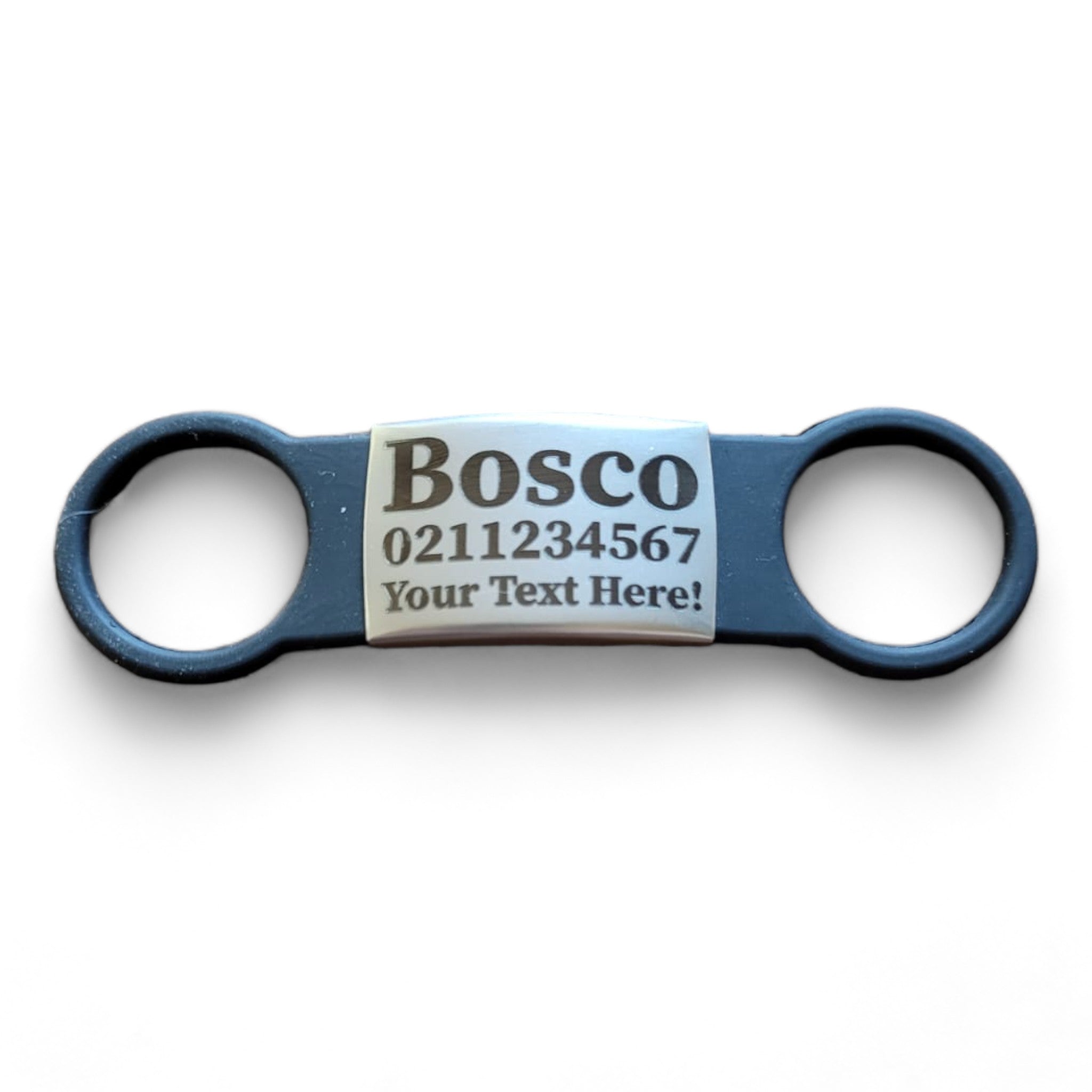 ⭐️Purr. Meow. Woof.⭐️ - Collar ID Name, Number & Custom Text Cat & Dog ID Pet Tag - Large (Dog) / Silver / Black