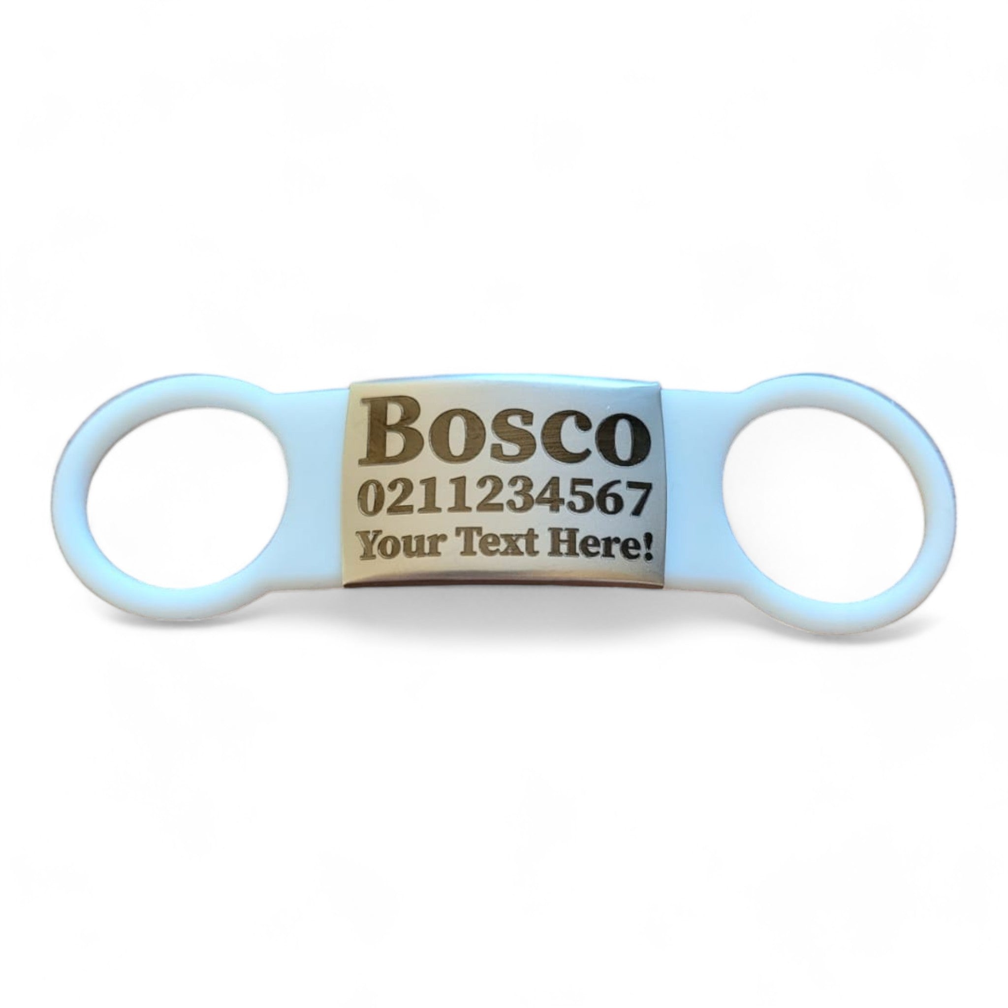 ⭐️Purr. Meow. Woof.⭐️ - Collar ID Name, Number & Custom Text Cat & Dog ID Pet Tag - Large (Dog) / Silver / White