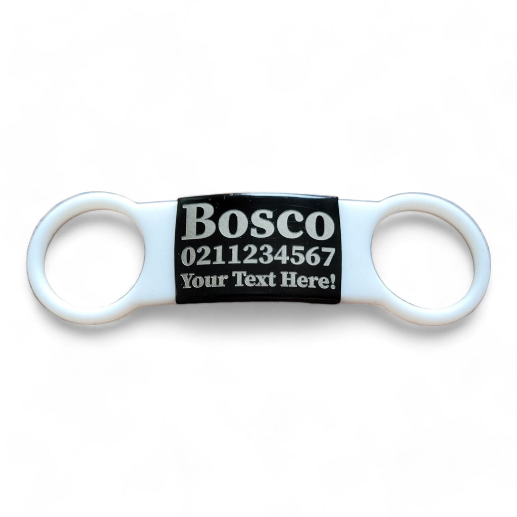 ⭐️Purr. Meow. Woof.⭐️ - Collar ID Name, Number & Custom Text Cat & Dog ID Pet Tag - Small (Cat) / Silver / LightPink