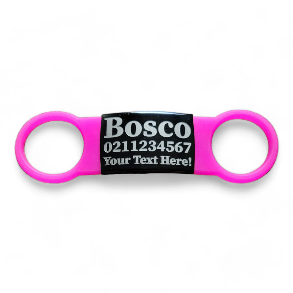 ⭐️Purr. Meow. Woof.⭐️ - Collar ID Name, Number & Custom Text Cat & Dog ID Pet Tag - Small (Cat) / Silver / LightPink