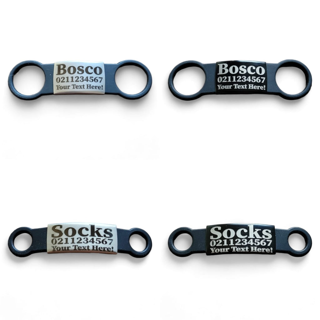 ⭐️Purr. Meow. Woof.⭐️ - Collar ID Name, Number & Custom Text Cat & Dog ID Pet Tag - Small (Cat) / Silver / LightPink