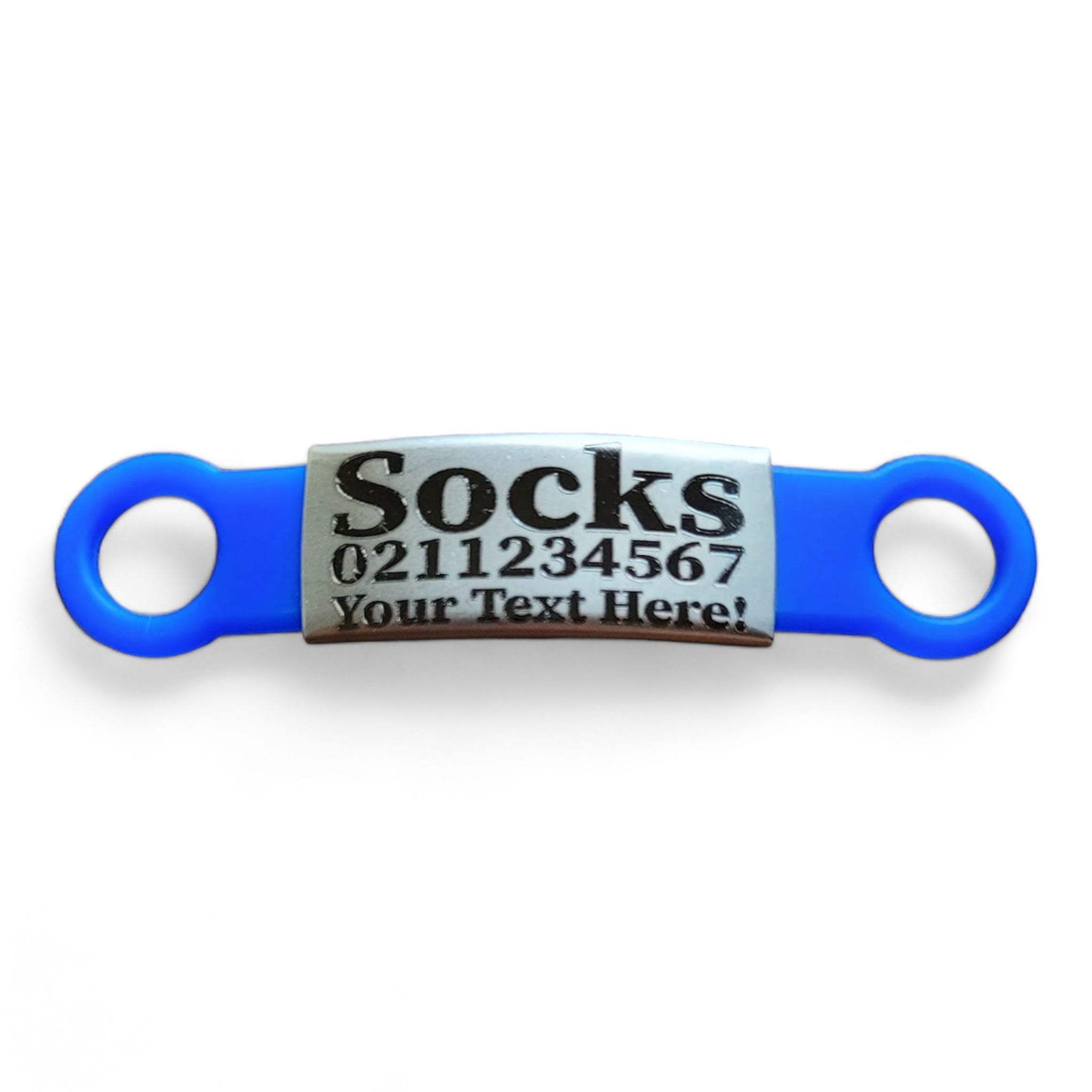 ⭐️Purr. Meow. Woof.⭐️ - Collar ID Name, Number & Custom Text Cat & Dog ID Pet Tag - Small (Cat) / Silver / RoyalBlue