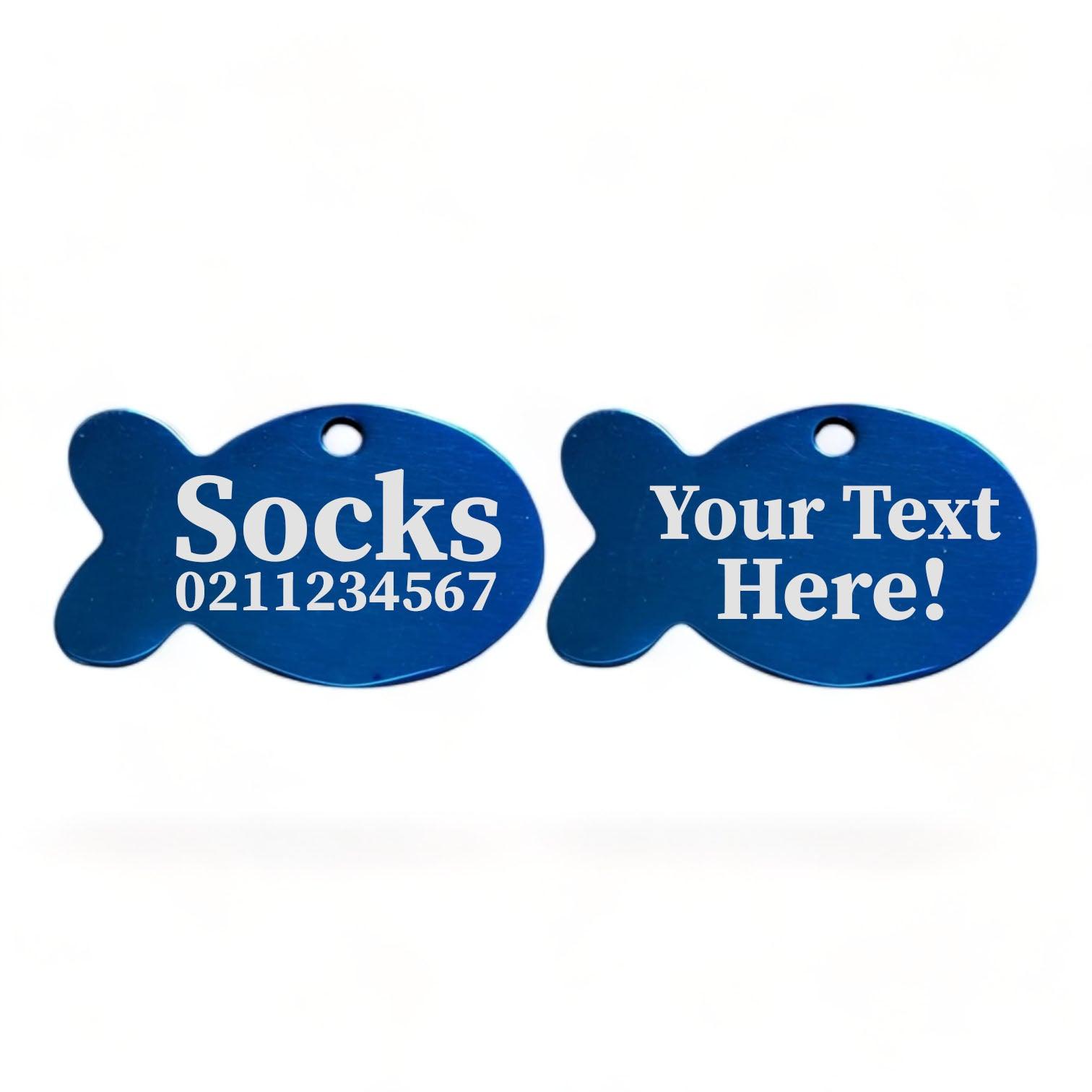 ⭐️Purr. Meow. Woof.⭐️ - Custom Text Baby Fish | Mirror Stainless | Cat ID Pet Tag - MidnightBlue
