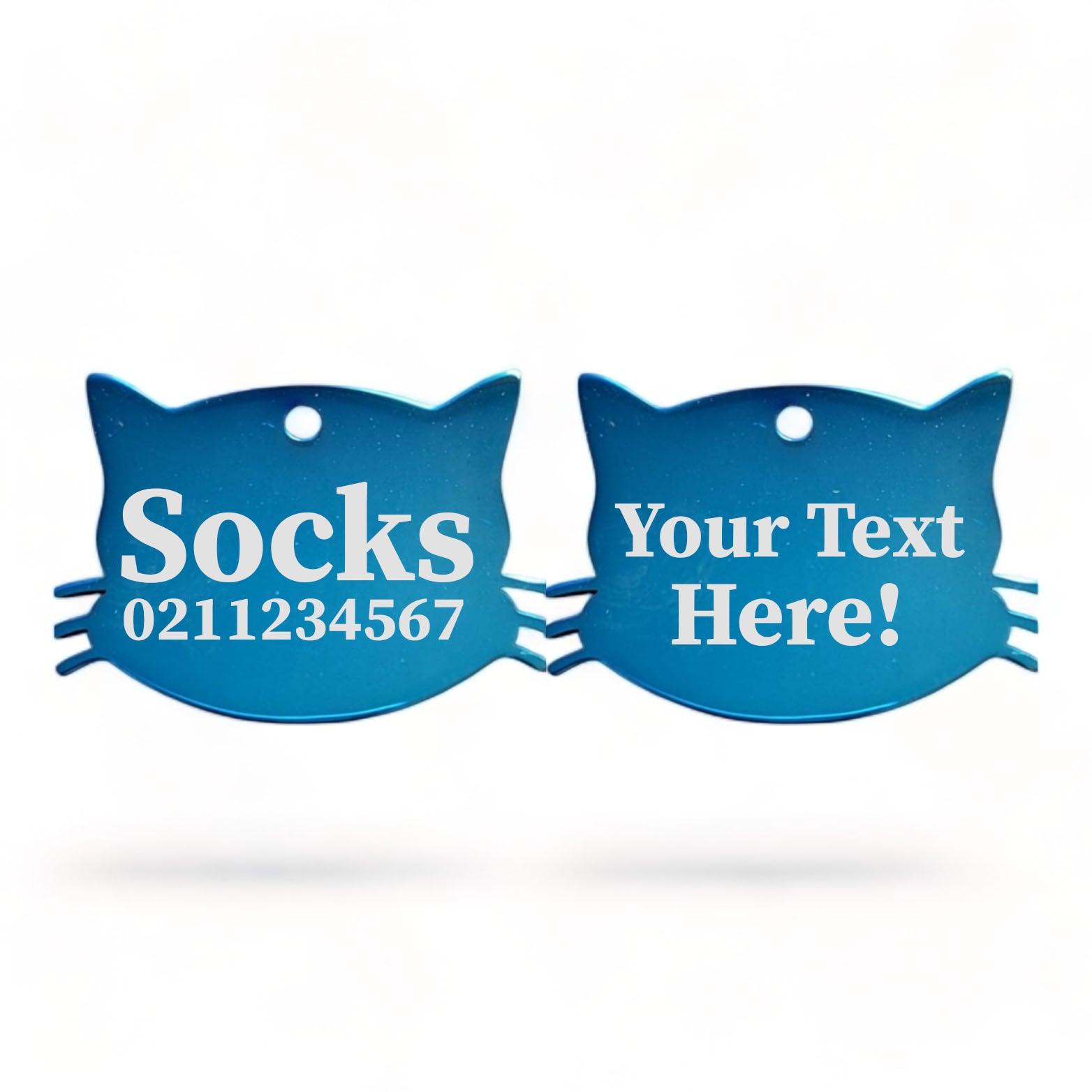⭐️Purr. Meow. Woof.⭐️ - Custom Text Cat Whiskers | Mirror Stainless | Cat ID Pet Tag - MidnightBlue